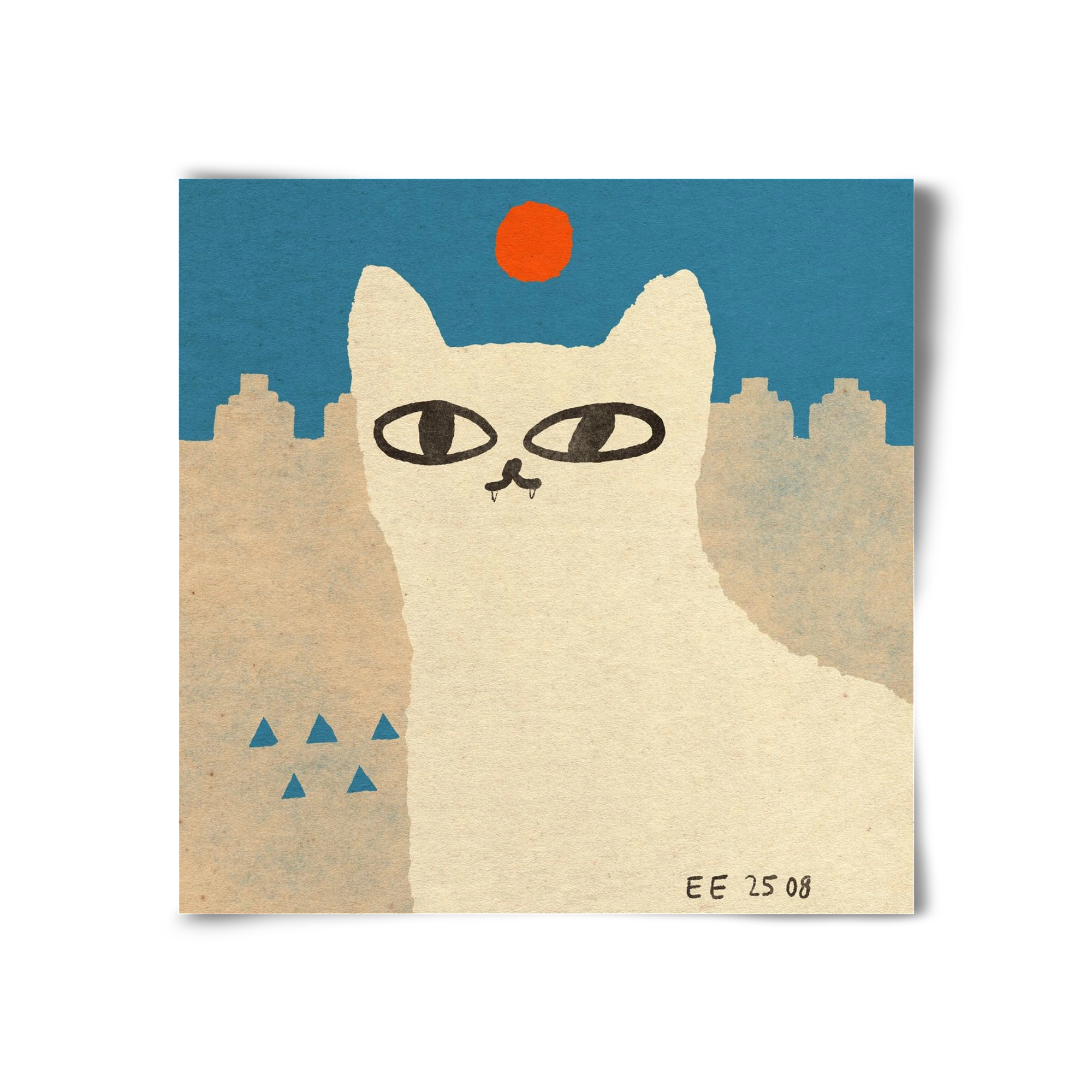White cat under the sun, 30x30 cm, Keret nélkül