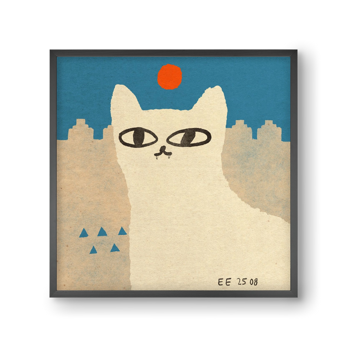 White cat under the sun, 30x30 cm (30x30 cm), Fekete keret