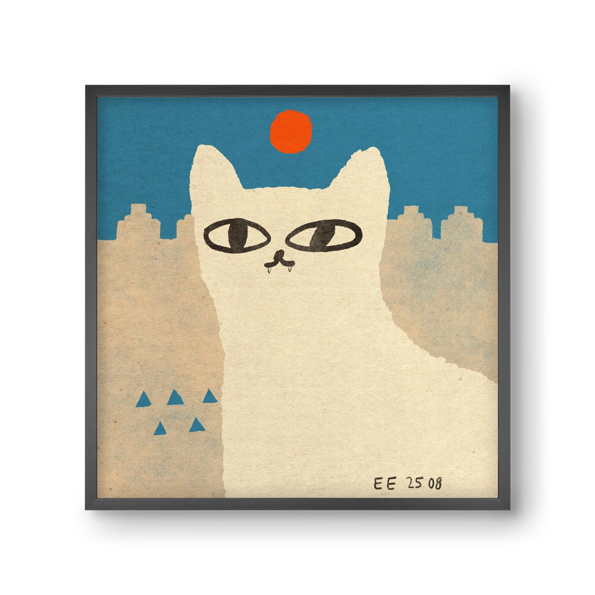 White cat under the sun, 30x30 cm (30x30 cm), Fekete keret