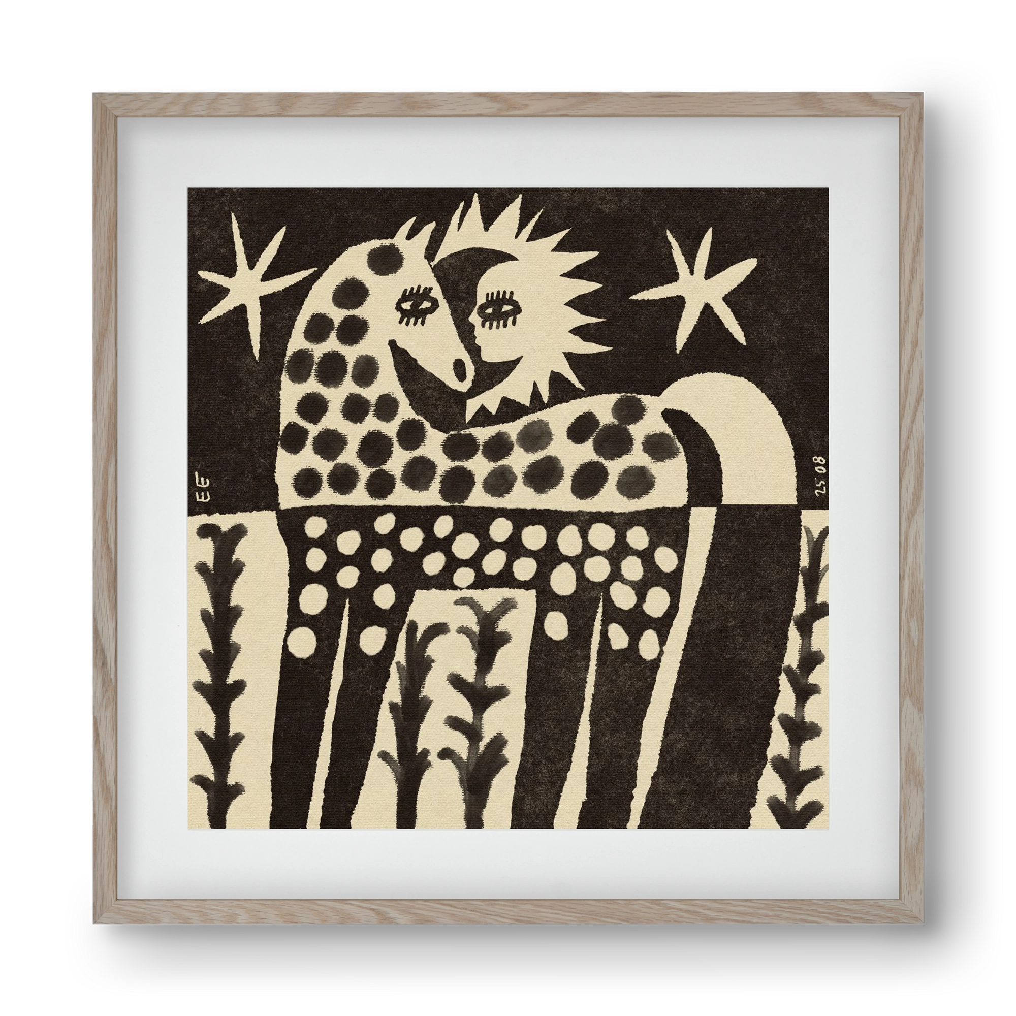 Soul horse, 40x40 cm (30x30 cm), Tölgy keret, paszpartuval