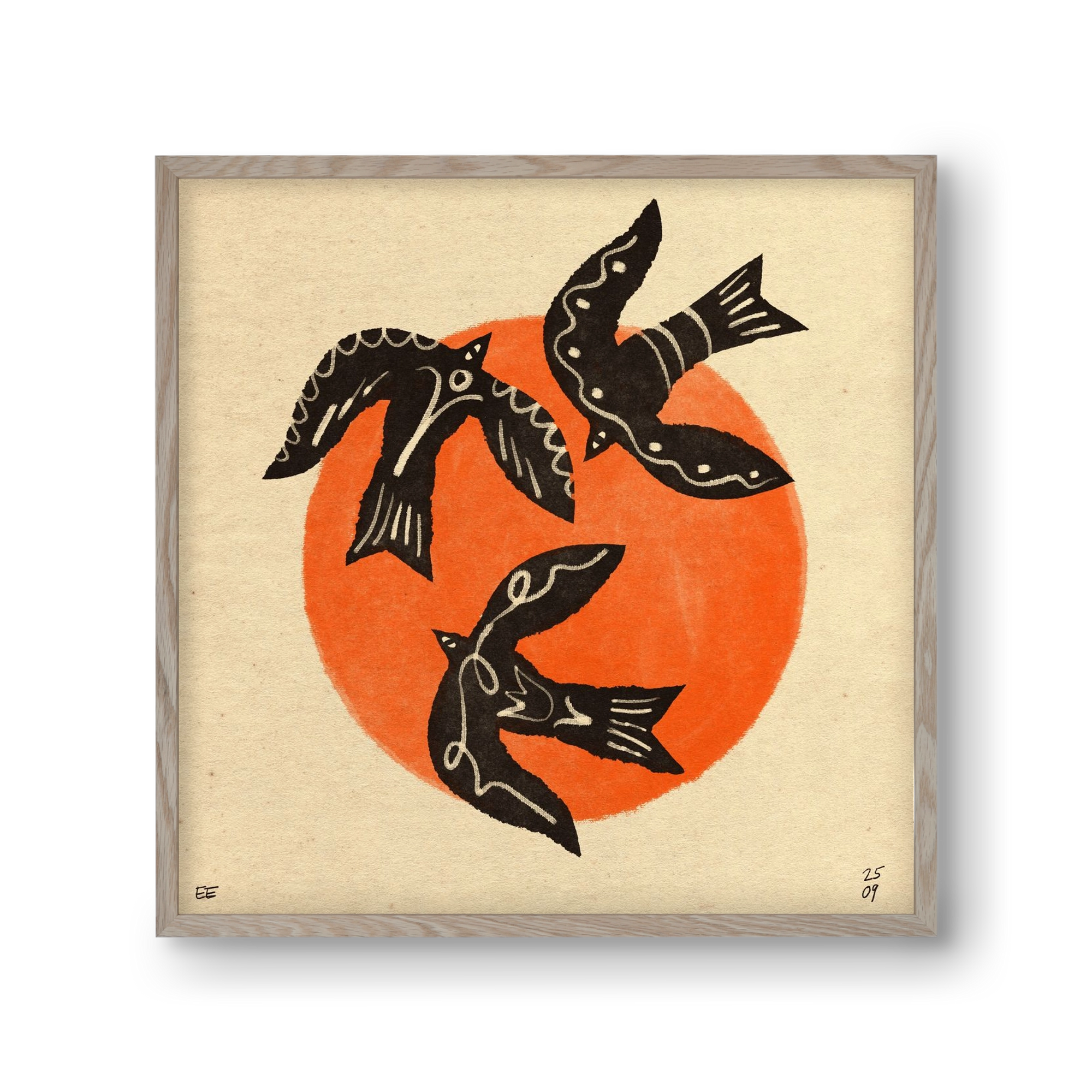 Autumn sun, 30x30 cm (30x30 cm), Tölgy keret