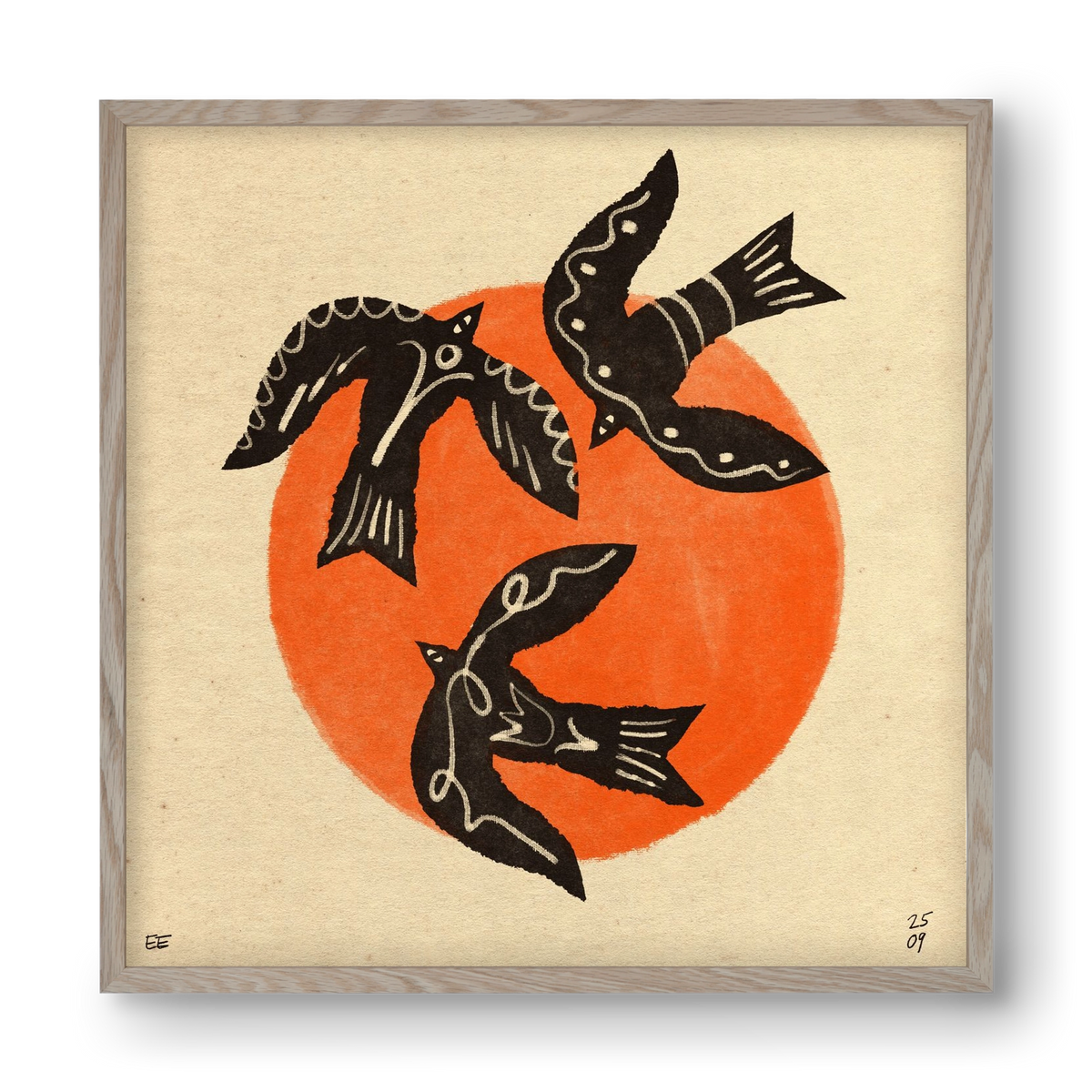 Autumn sun, 40x40 cm (40x40 cm), Tölgy keret