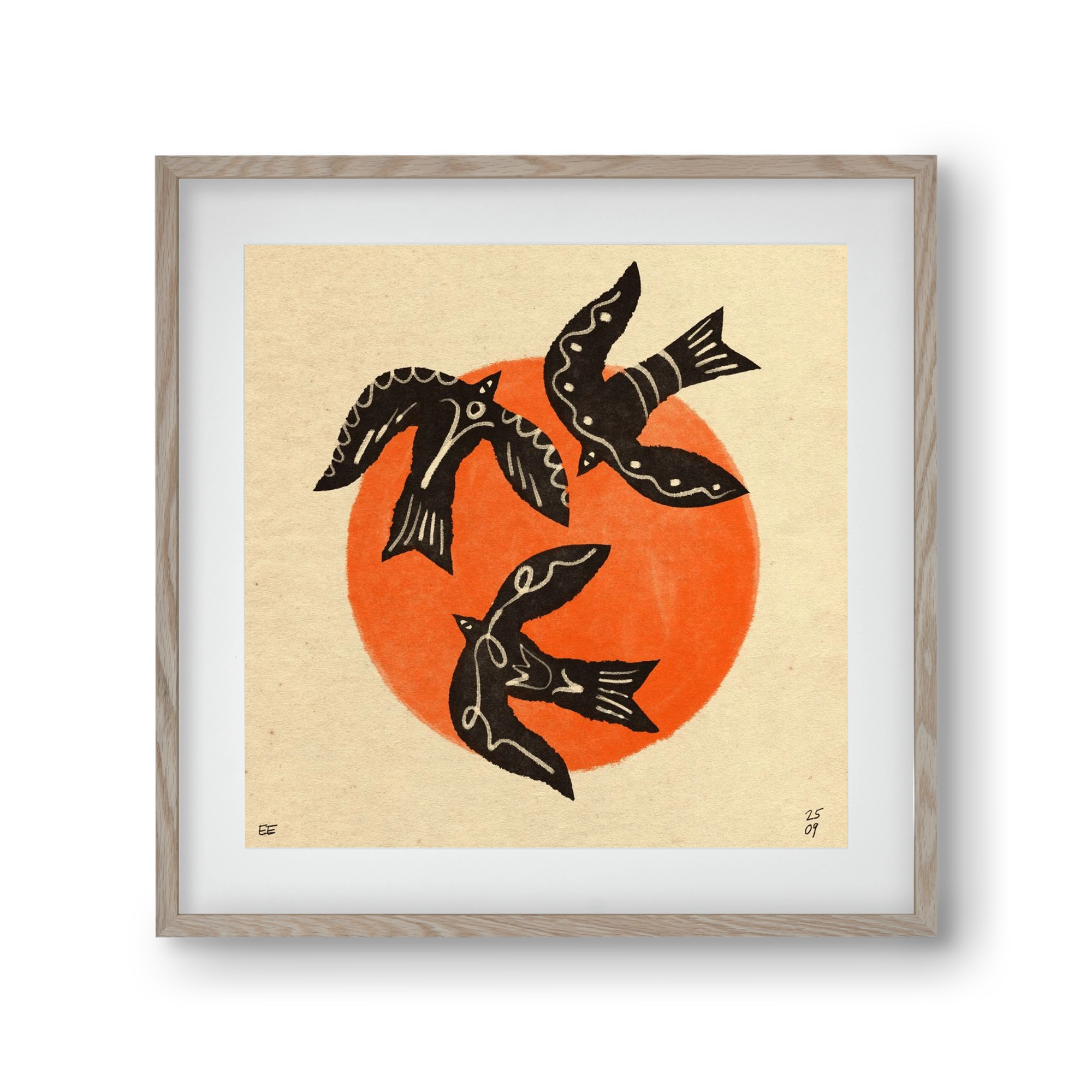 Autumn sun, 30x30 cm (20x20 cm), Tölgy keret, paszpartuval