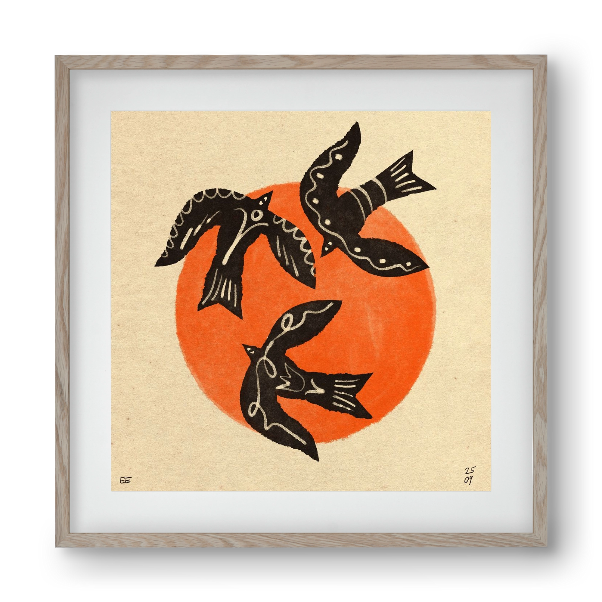 Autumn sun, 40x40 cm (30x30 cm), Tölgy keret, paszpartuval