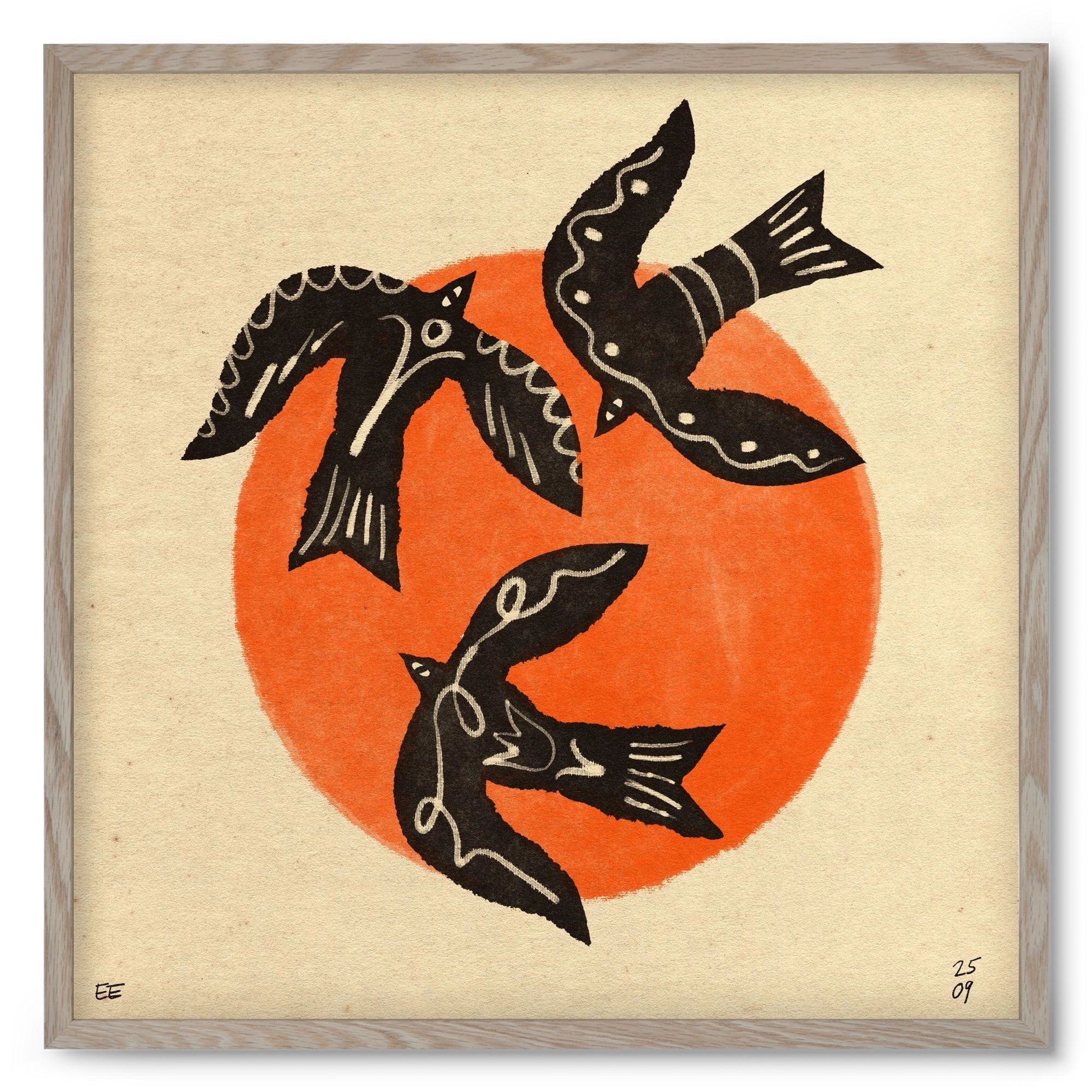 Autumn sun, 50x50 cm (50x50 cm), Tölgy keret