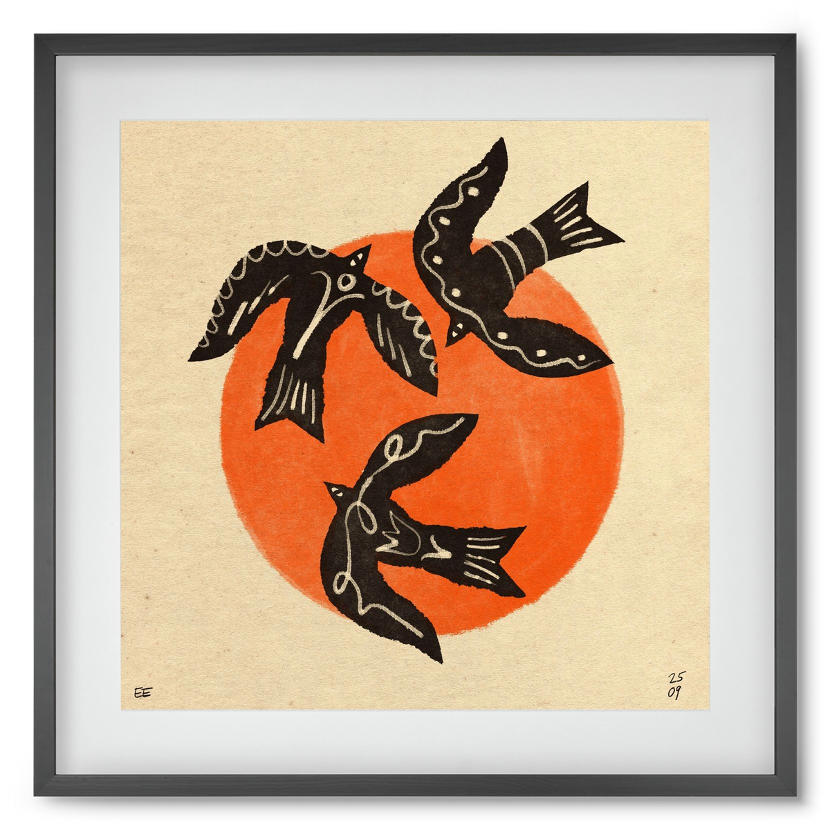 Autumn sun, 50x50 cm (40x40 cm), Fekete keret, paszpartuval