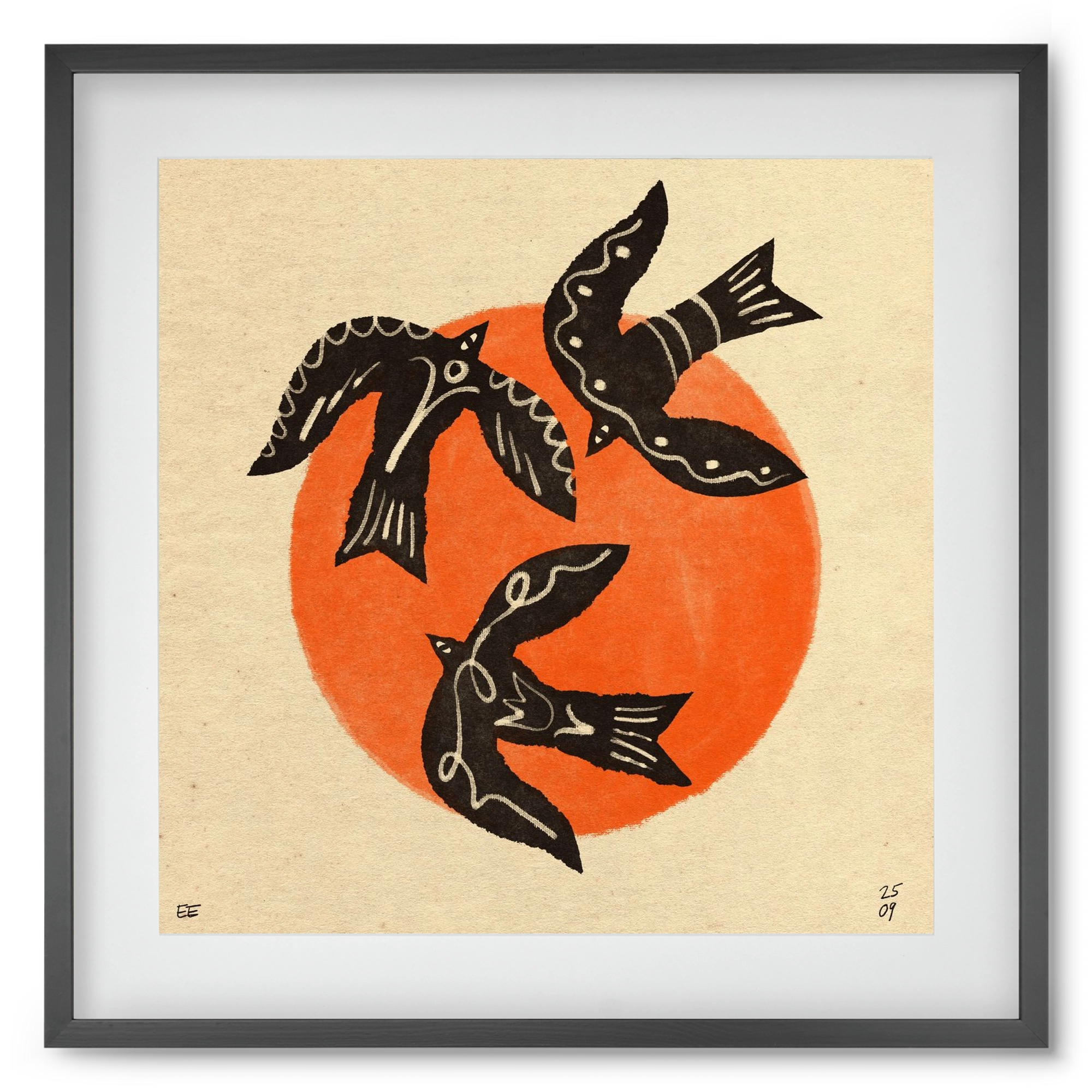 Autumn sun, 50x50 cm (40x40 cm), Fekete keret, paszpartuval