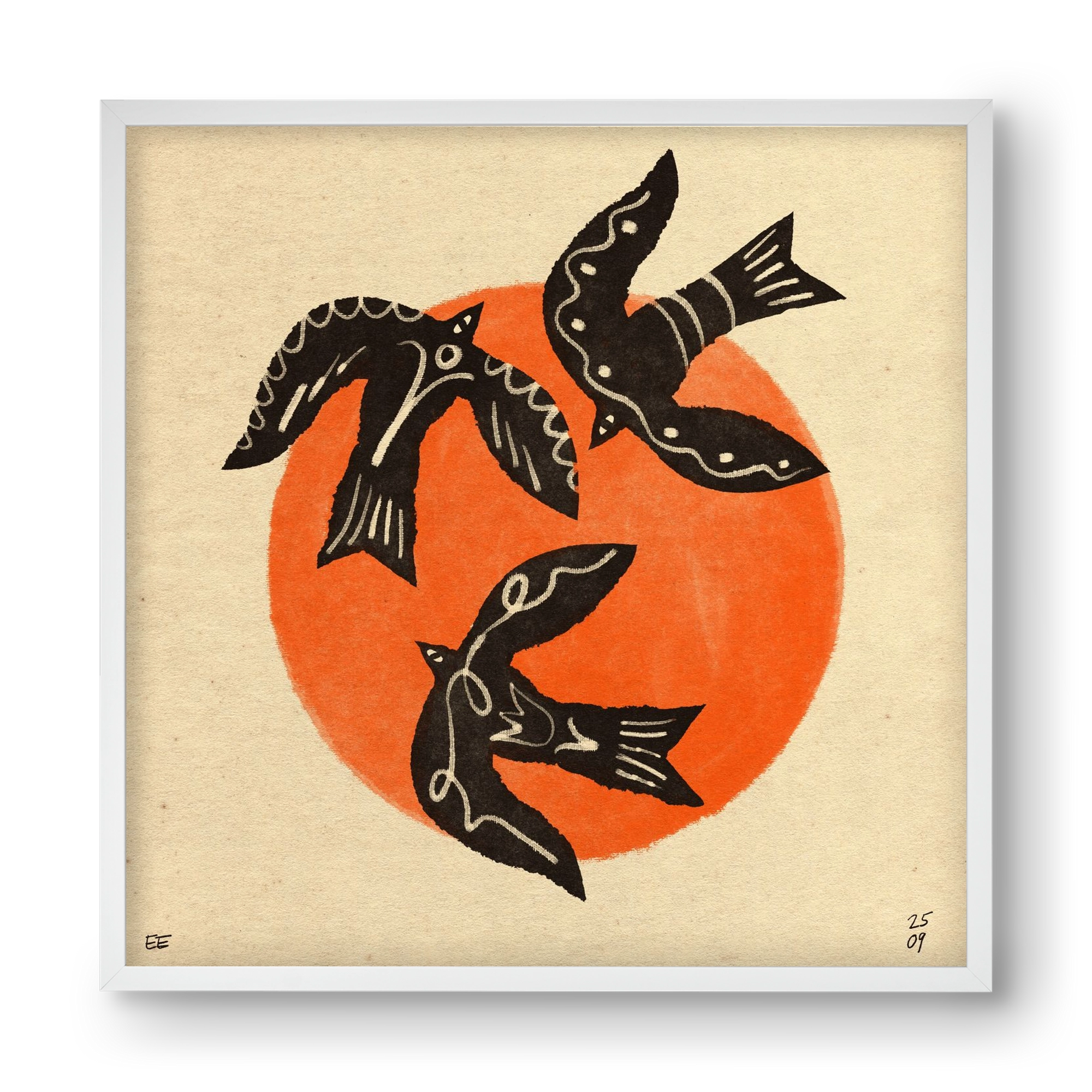 Autumn sun, 40x40 cm (40x40 cm), Fehér keret