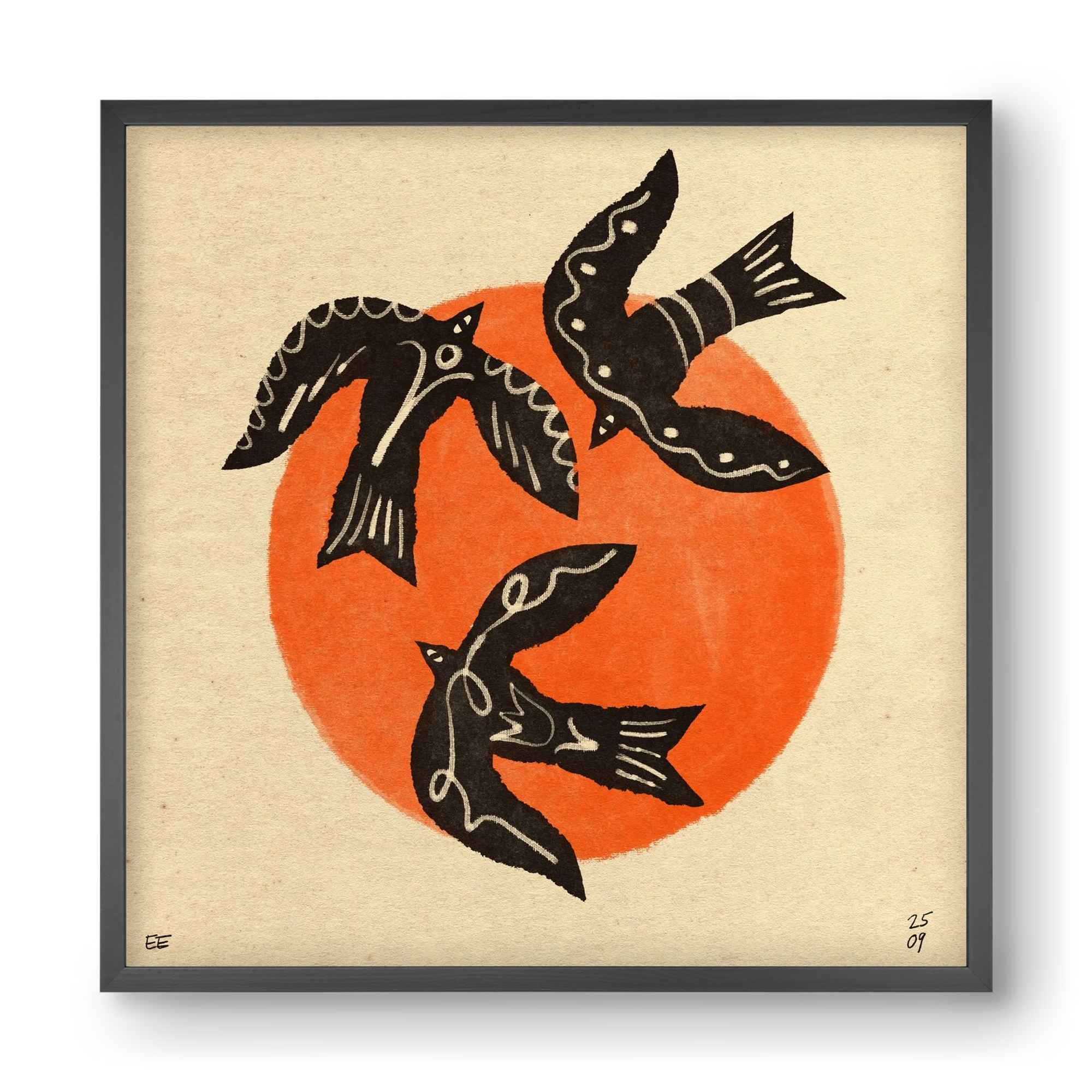 Autumn sun, 40x40 cm (40x40 cm), Fekete keret