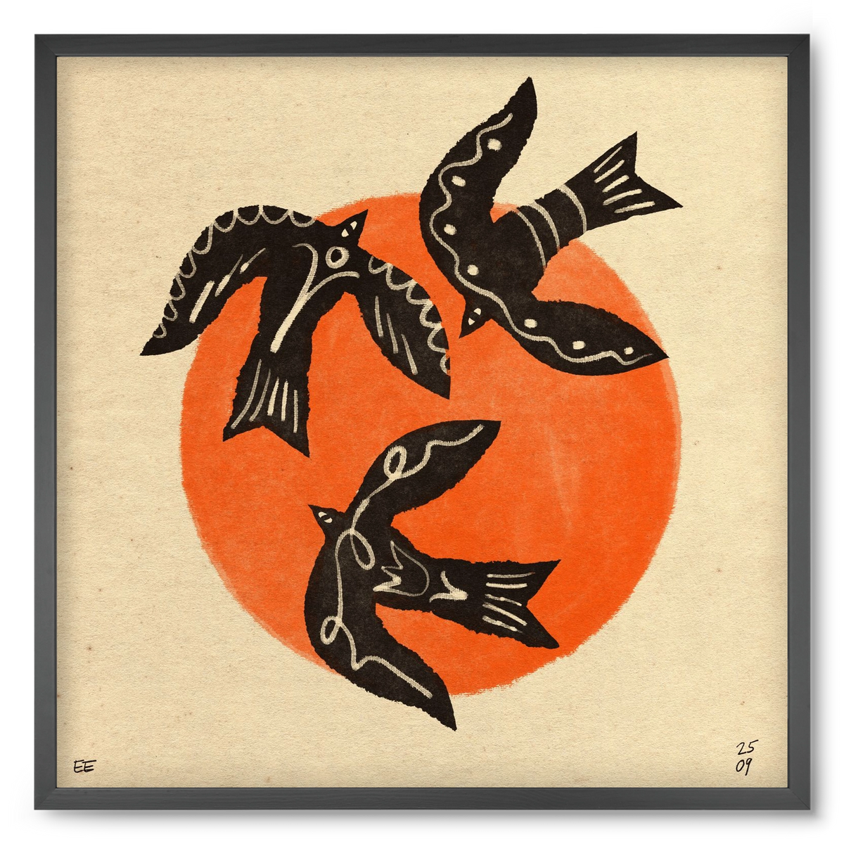 Autumn sun, 50x50 cm (50x50 cm), Fekete keret