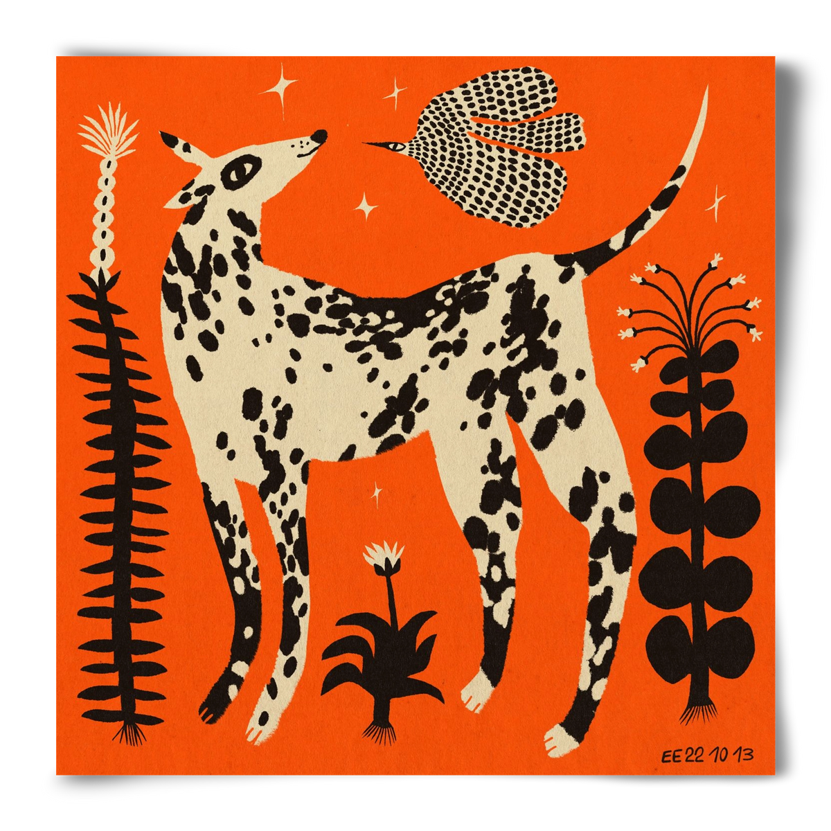Spotted dog in the magic garden, 50x50 cm, Keret nélkül
