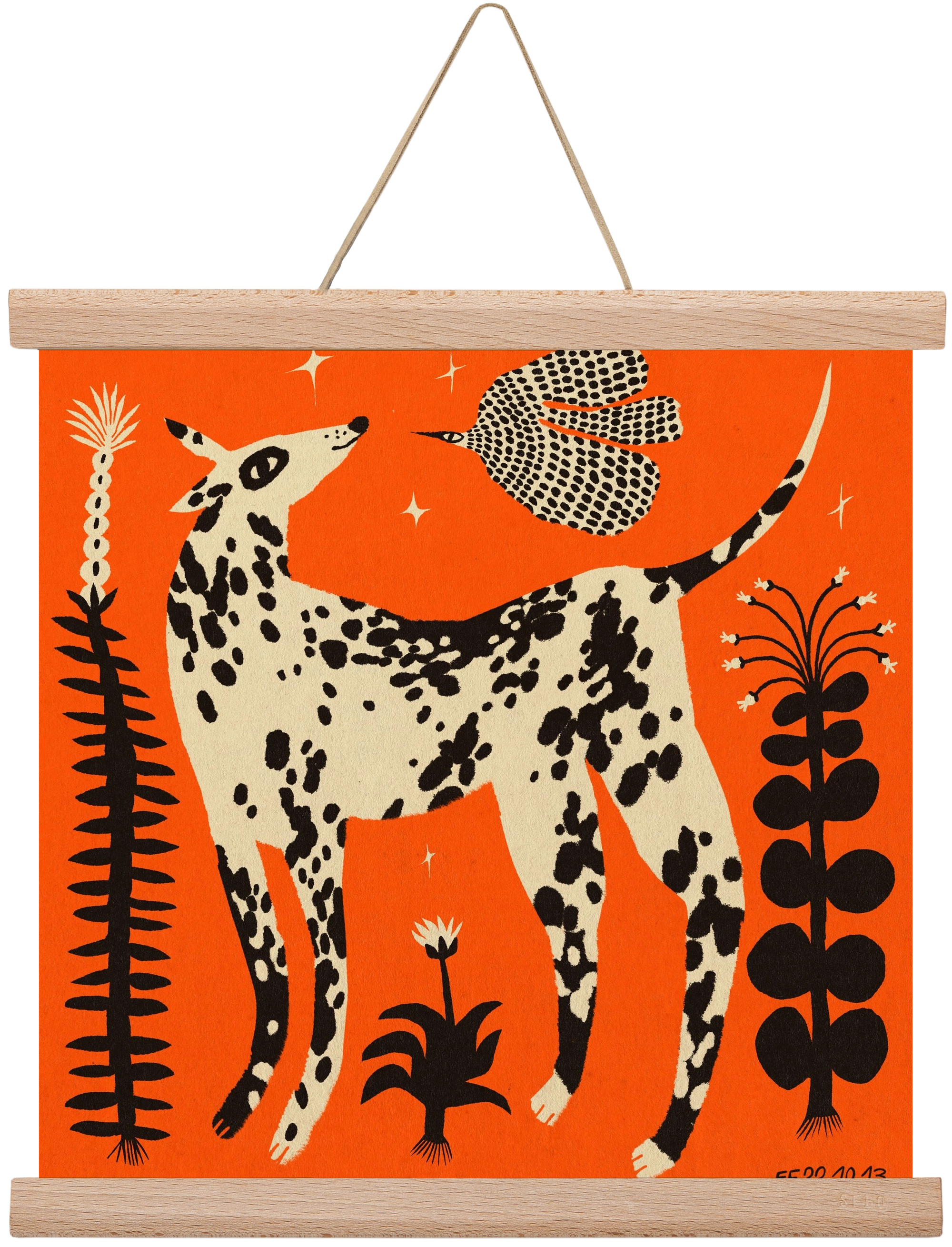 Spotted dog in the magic garden, 30x30 cm (30x30 cm), Tölgy akasztó