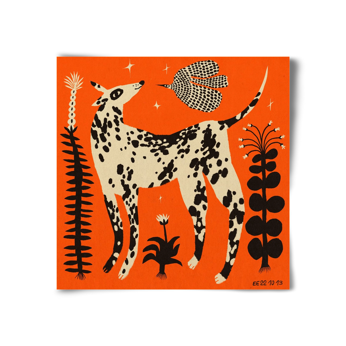 Spotted dog in the magic garden, 30x30 cm, Keret nélkül