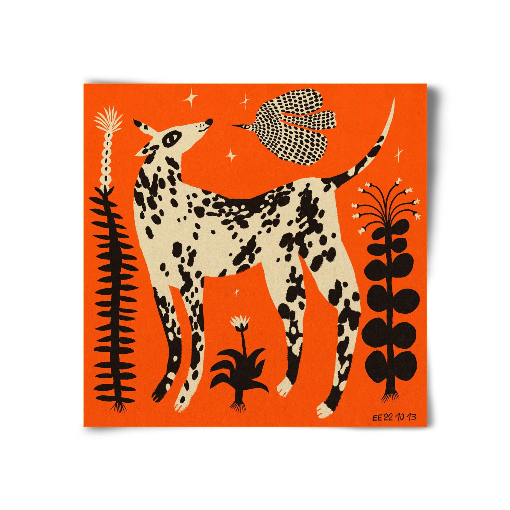 Spotted dog in the magic garden, 30x30 cm, Keret nélkül