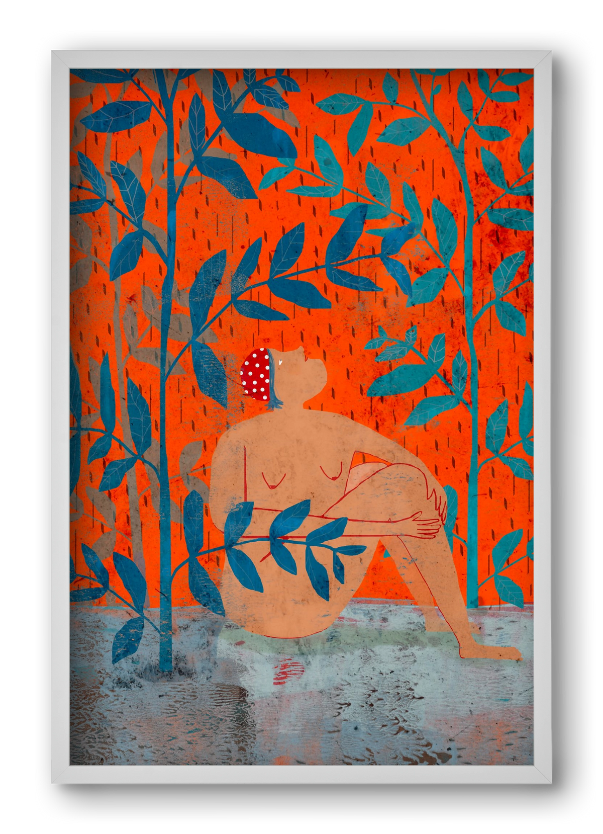 Esős idők, 40x60 cm (40x60 cm), Fehér keret