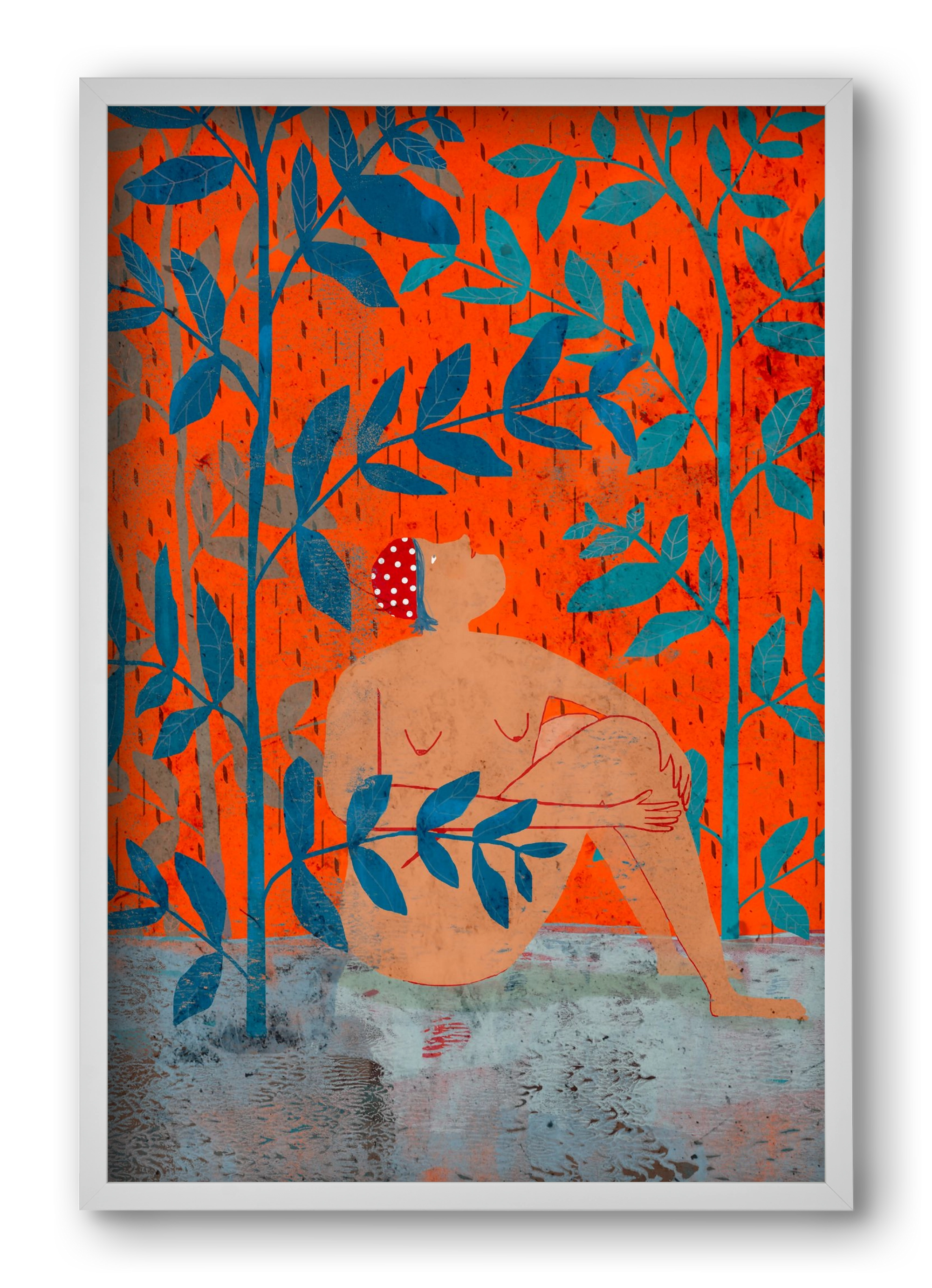 Esős idők, 40x60 cm (40x60 cm), Fehér keret