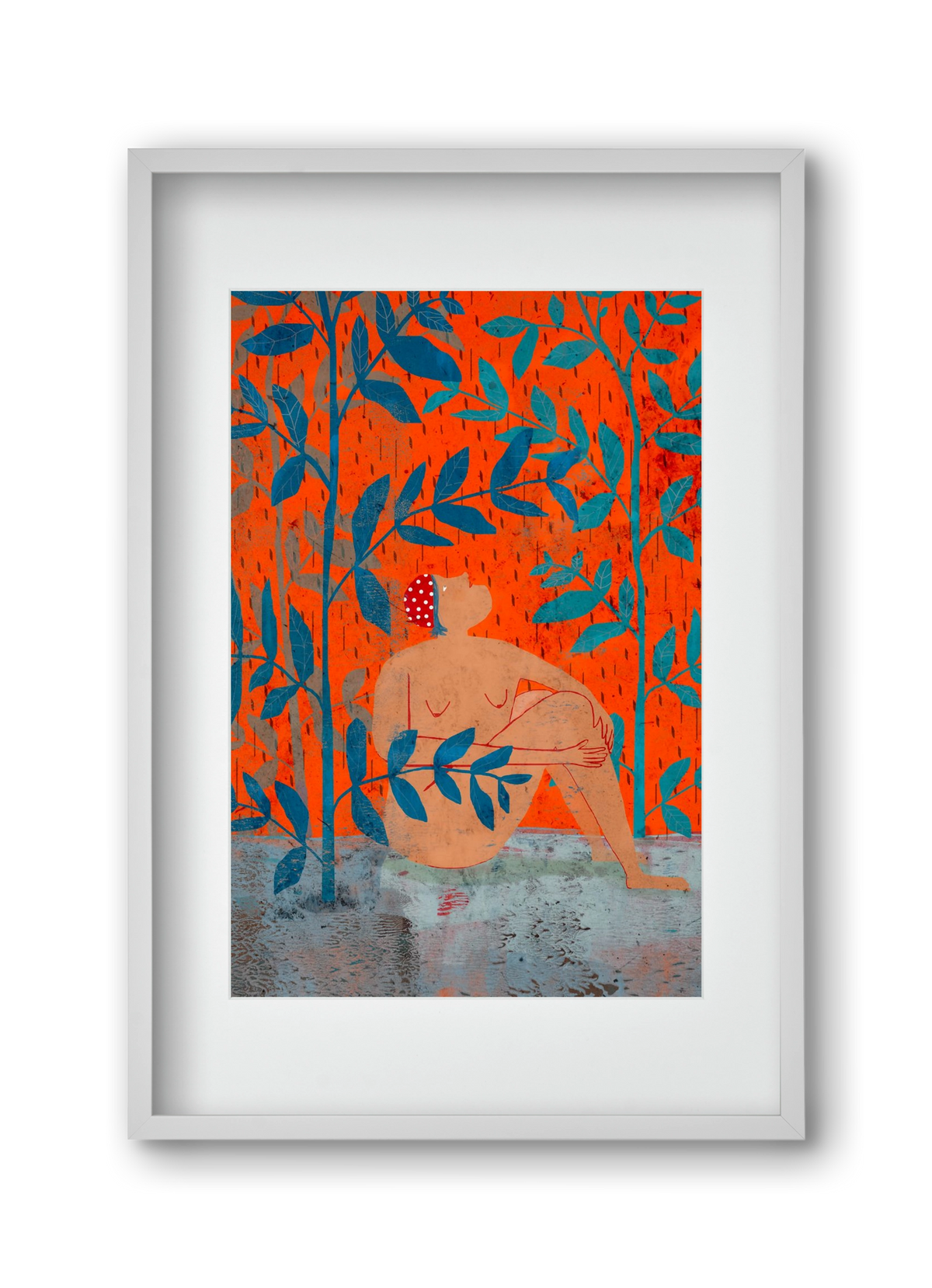 Esős idők, 30x45 cm (20x30 cm), Fehér keret, paszpartuval