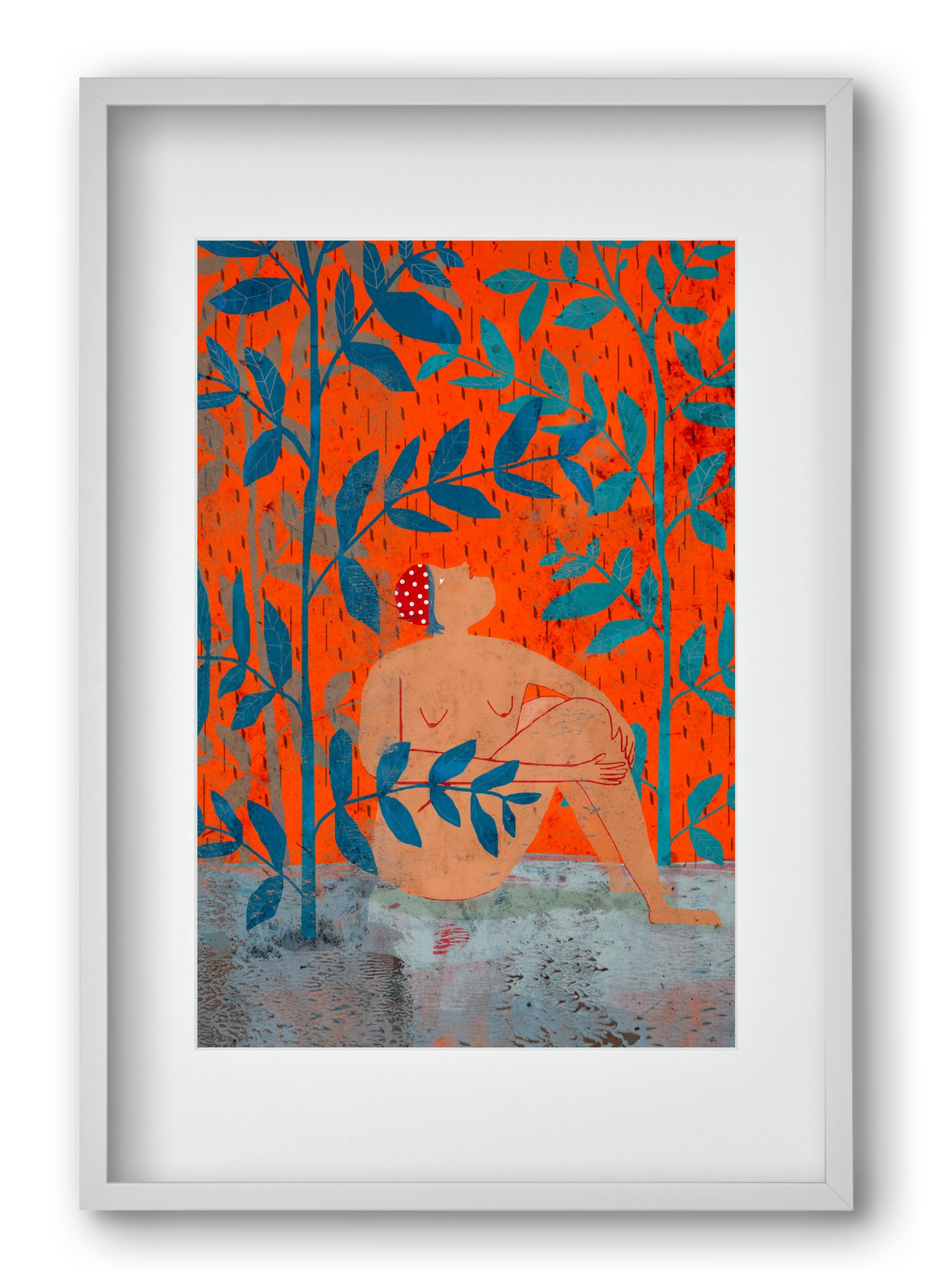 Esős idők, 40x60 cm (30x45 cm), Fehér keret, paszpartuval