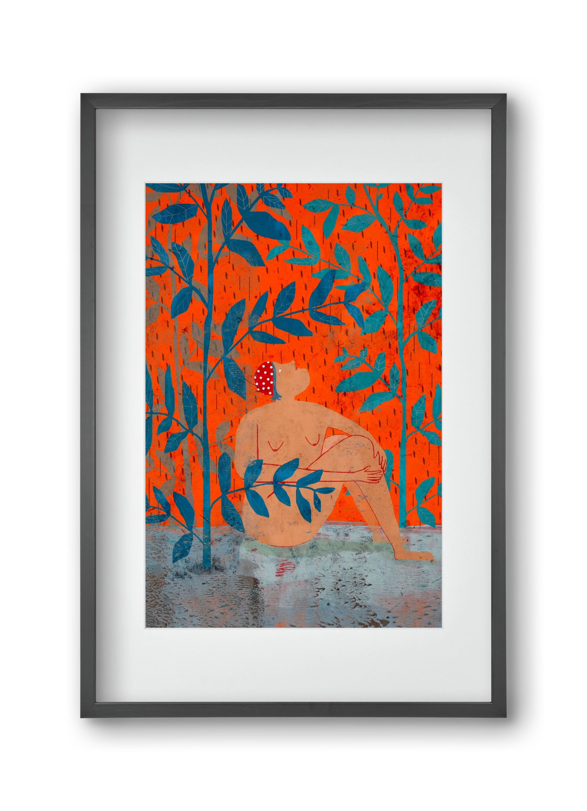 Esős idők, 30x45 cm (20x30 cm), Fekete keret, paszpartuval