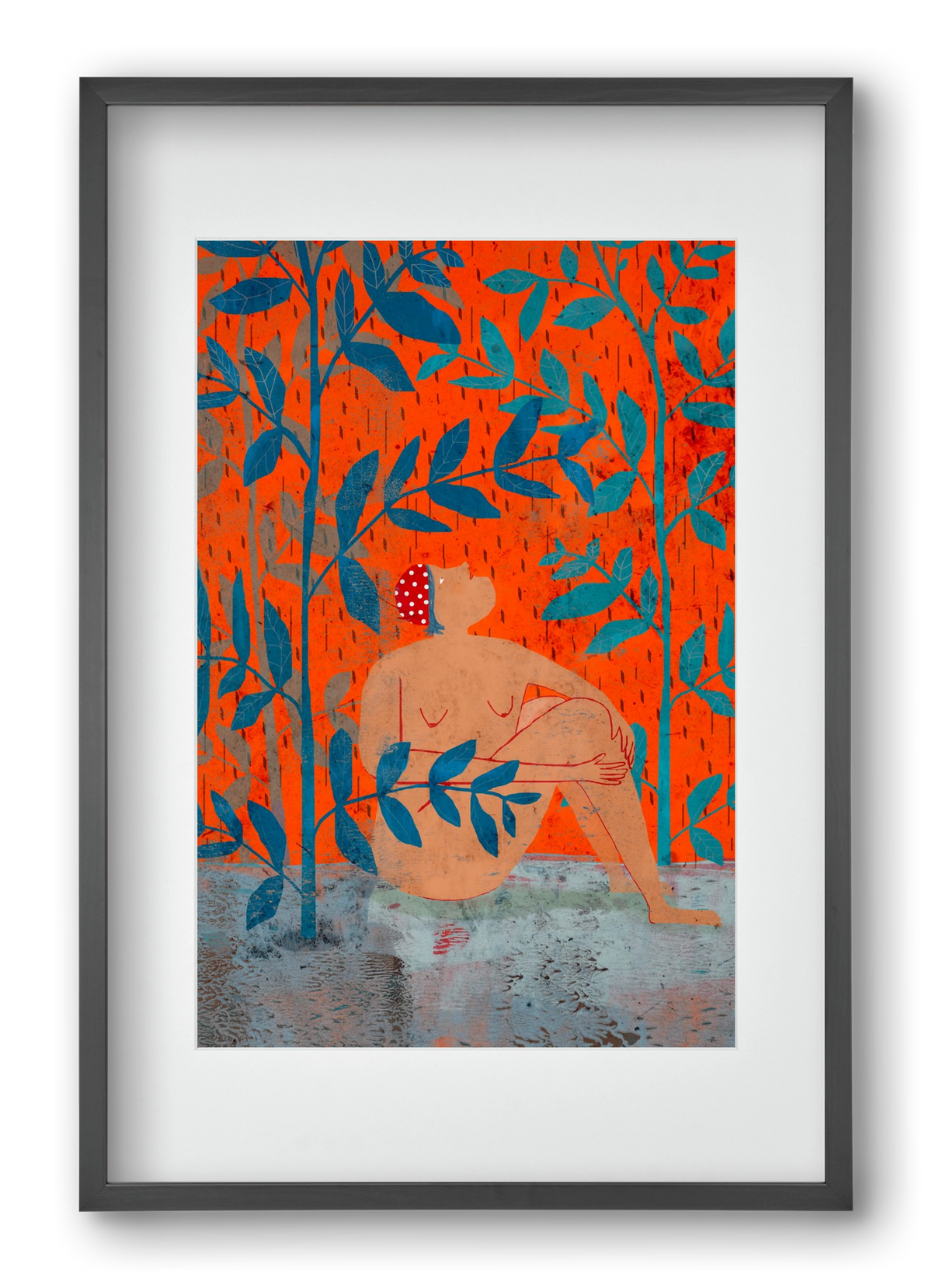 Esős idők, 40x60 cm (30x45 cm), Fekete keret, paszpartuval