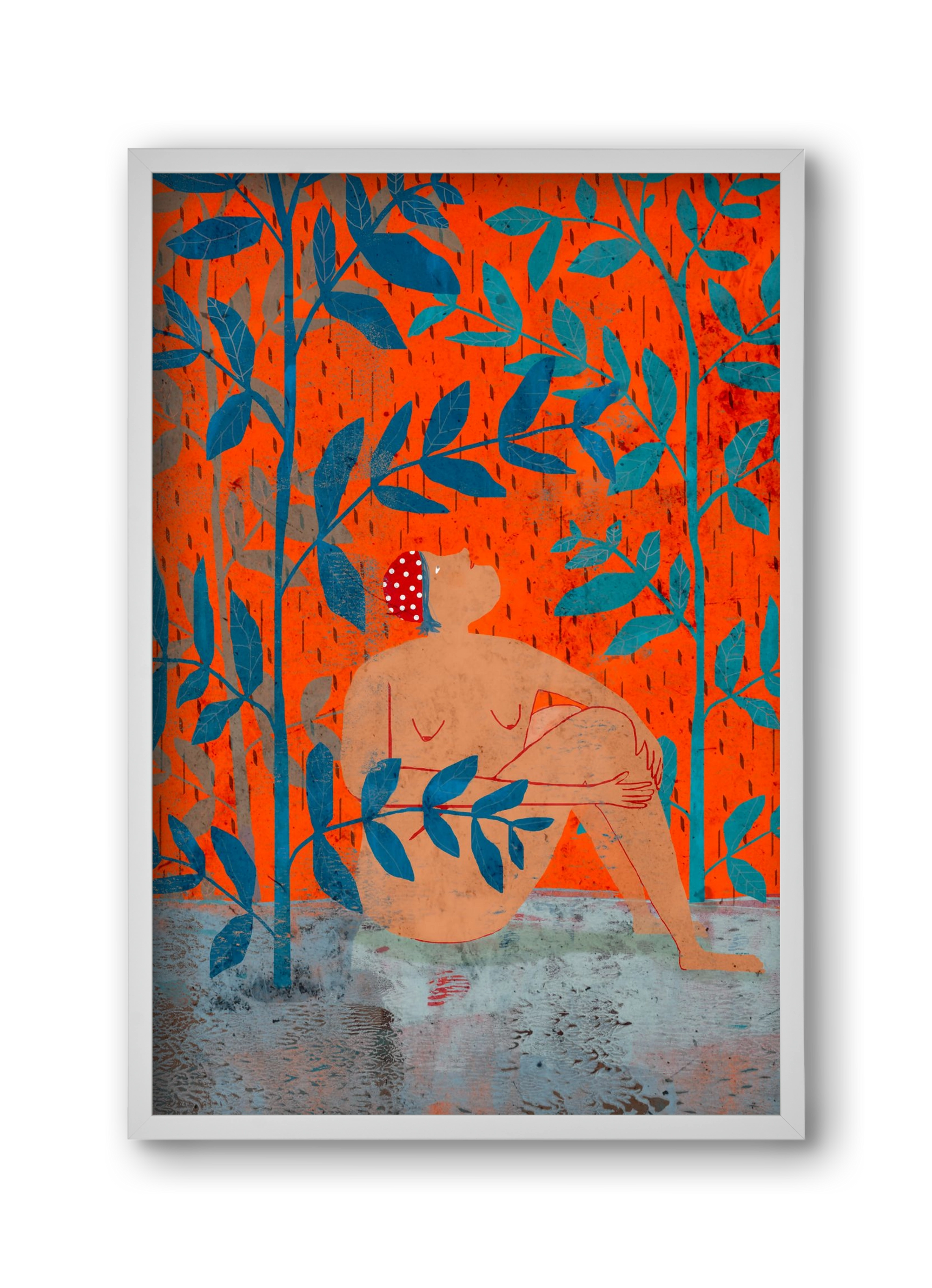 Esős idők, 30x45 cm (30x45 cm), Fehér keret