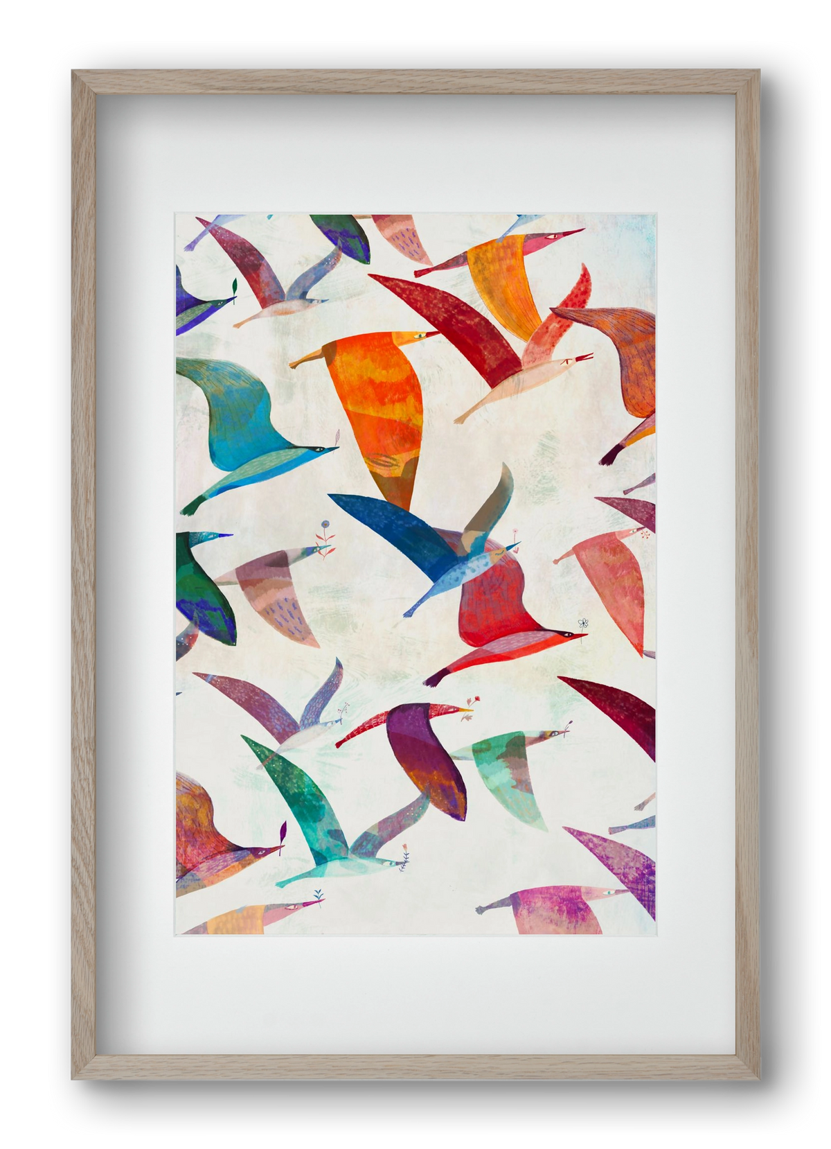 Reménymadarak, 40x60 cm (30x45 cm), Tölgy keret, paszpartuval