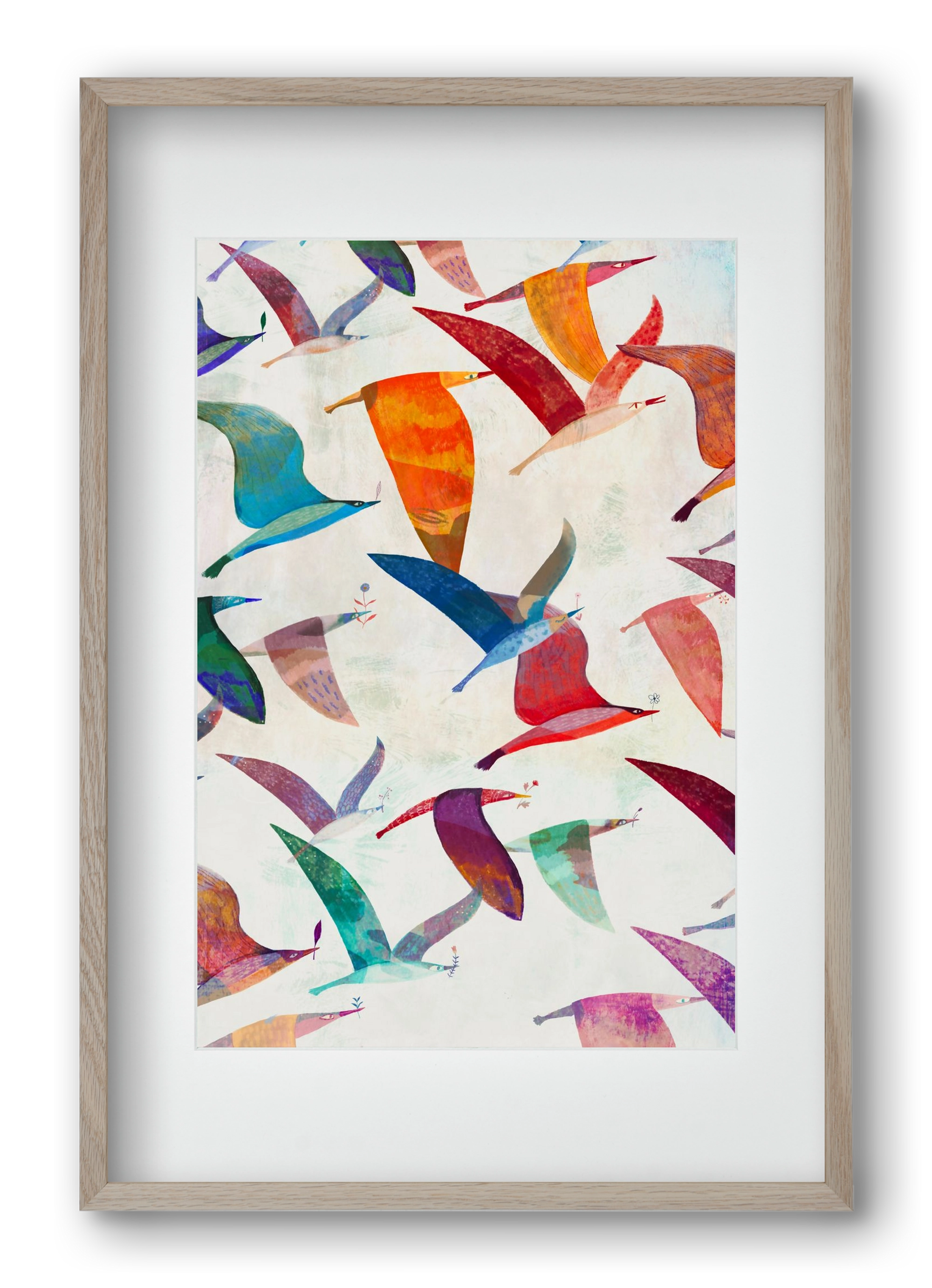 Reménymadarak, 40x60 cm (30x45 cm), Tölgy keret, paszpartuval