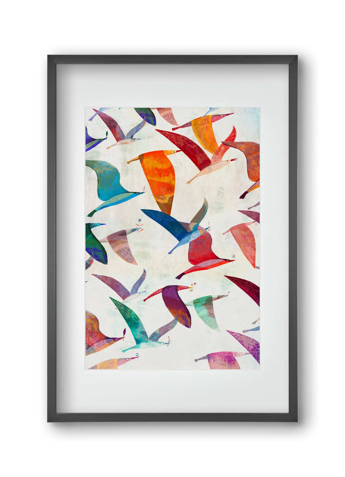 Reménymadarak, 30x45 cm (20x30 cm), Fekete keret, paszpartuval