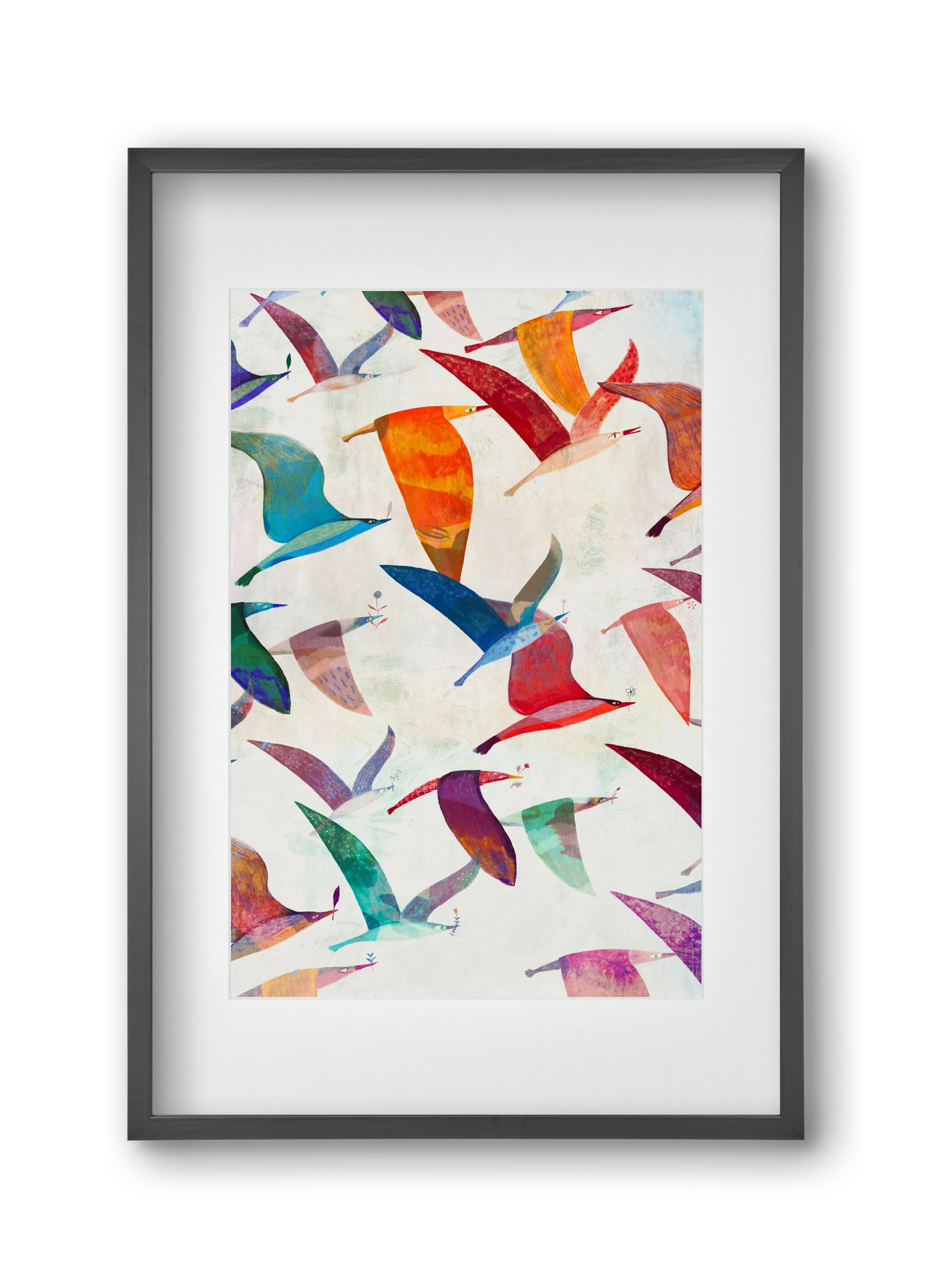 Reménymadarak, 30x45 cm (20x30 cm), Fekete keret, paszpartuval