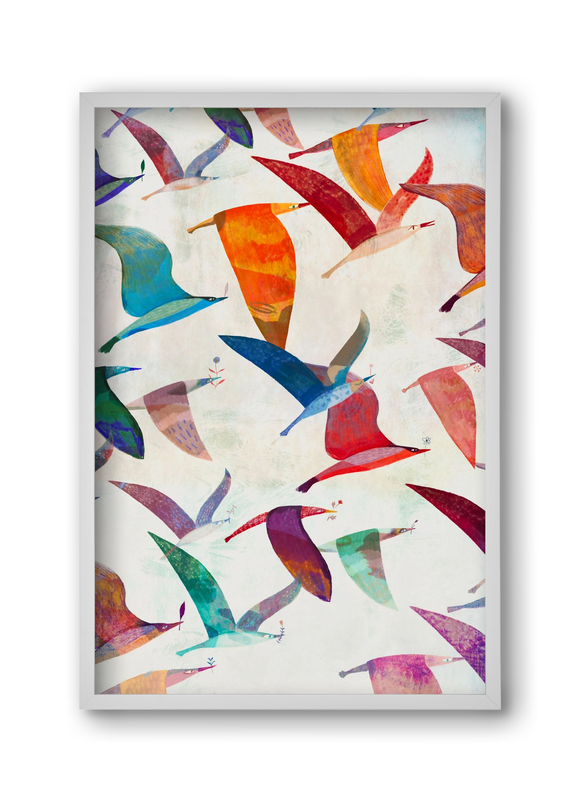 Reménymadarak, 30x45 cm (30x45 cm), Fehér keret