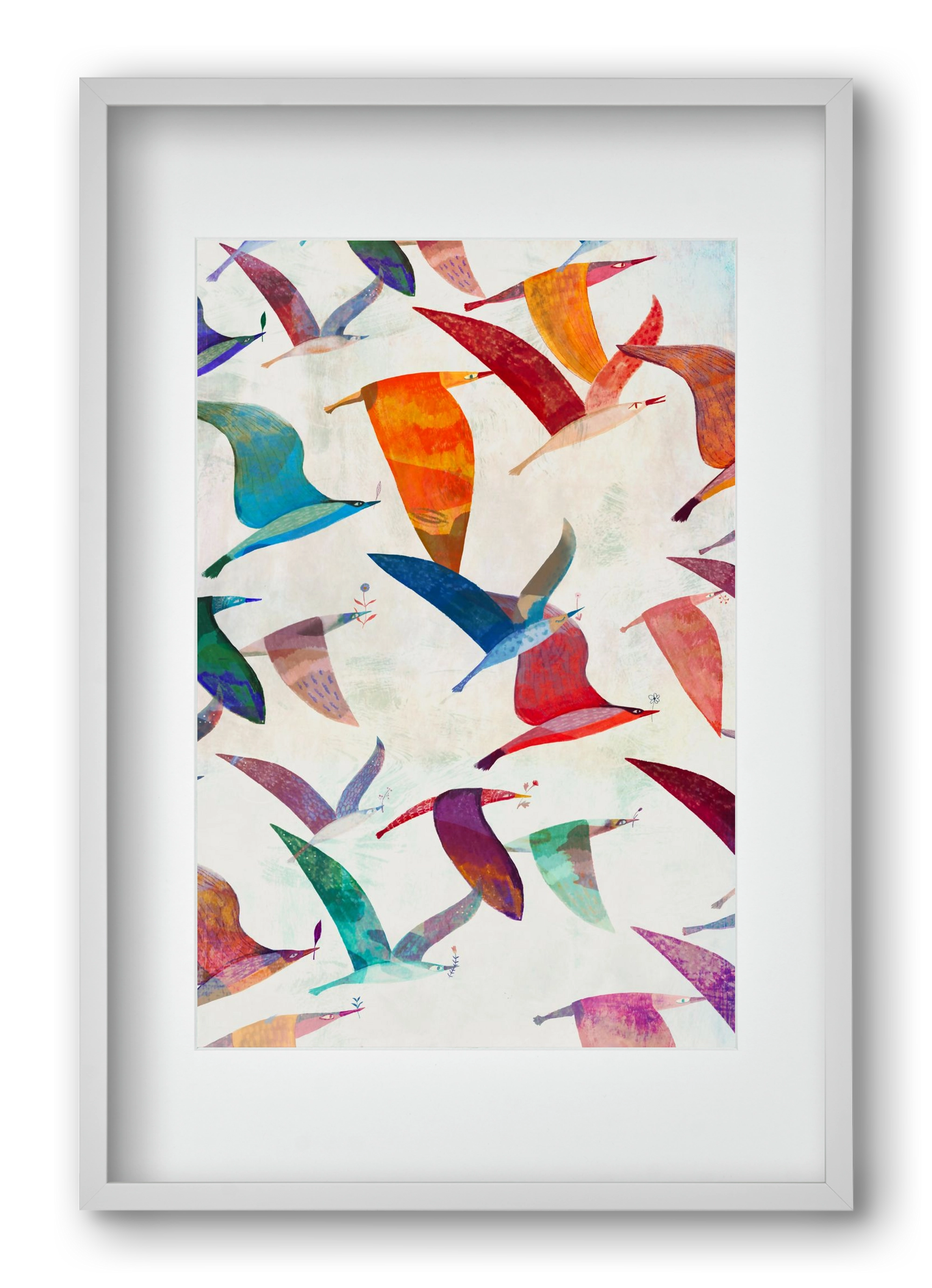 Reménymadarak, 40x60 cm (30x45 cm), Fehér keret, paszpartuval