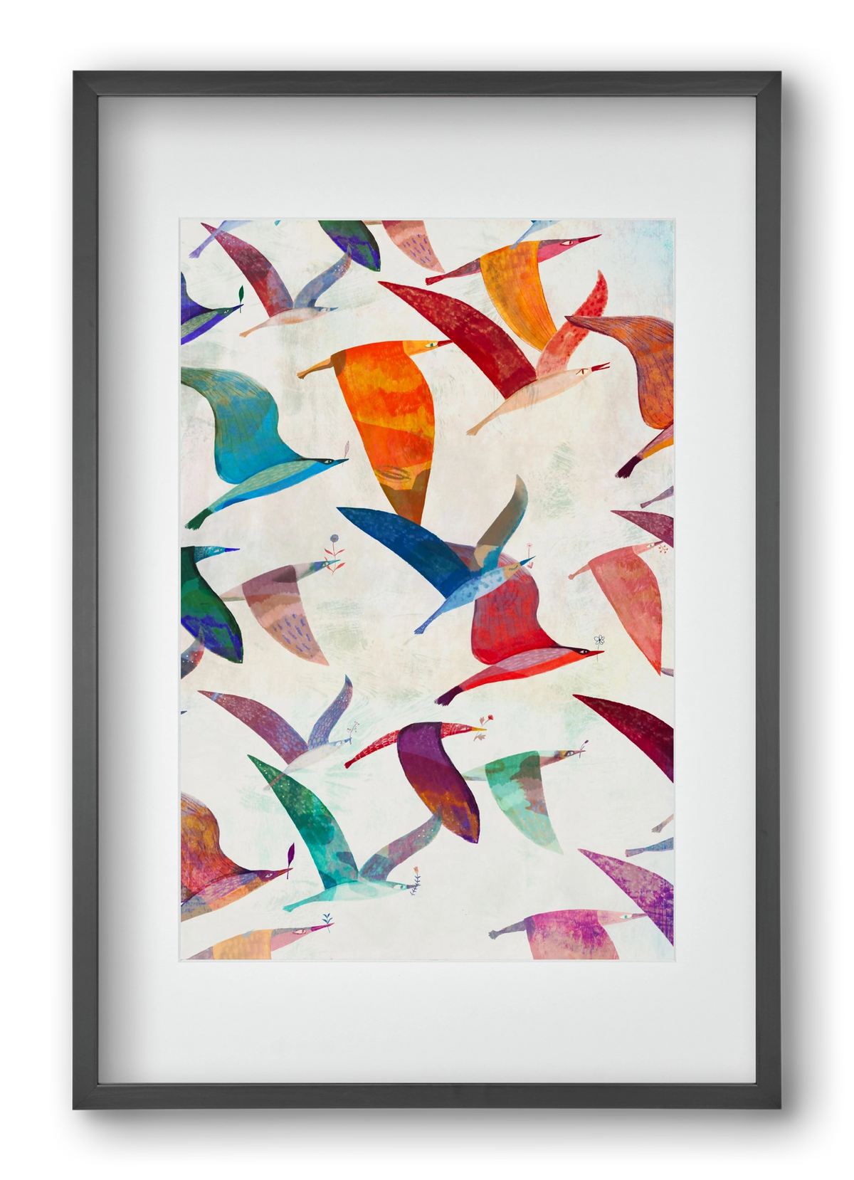 Reménymadarak, 40x60 cm (30x45 cm), Fekete keret, paszpartuval