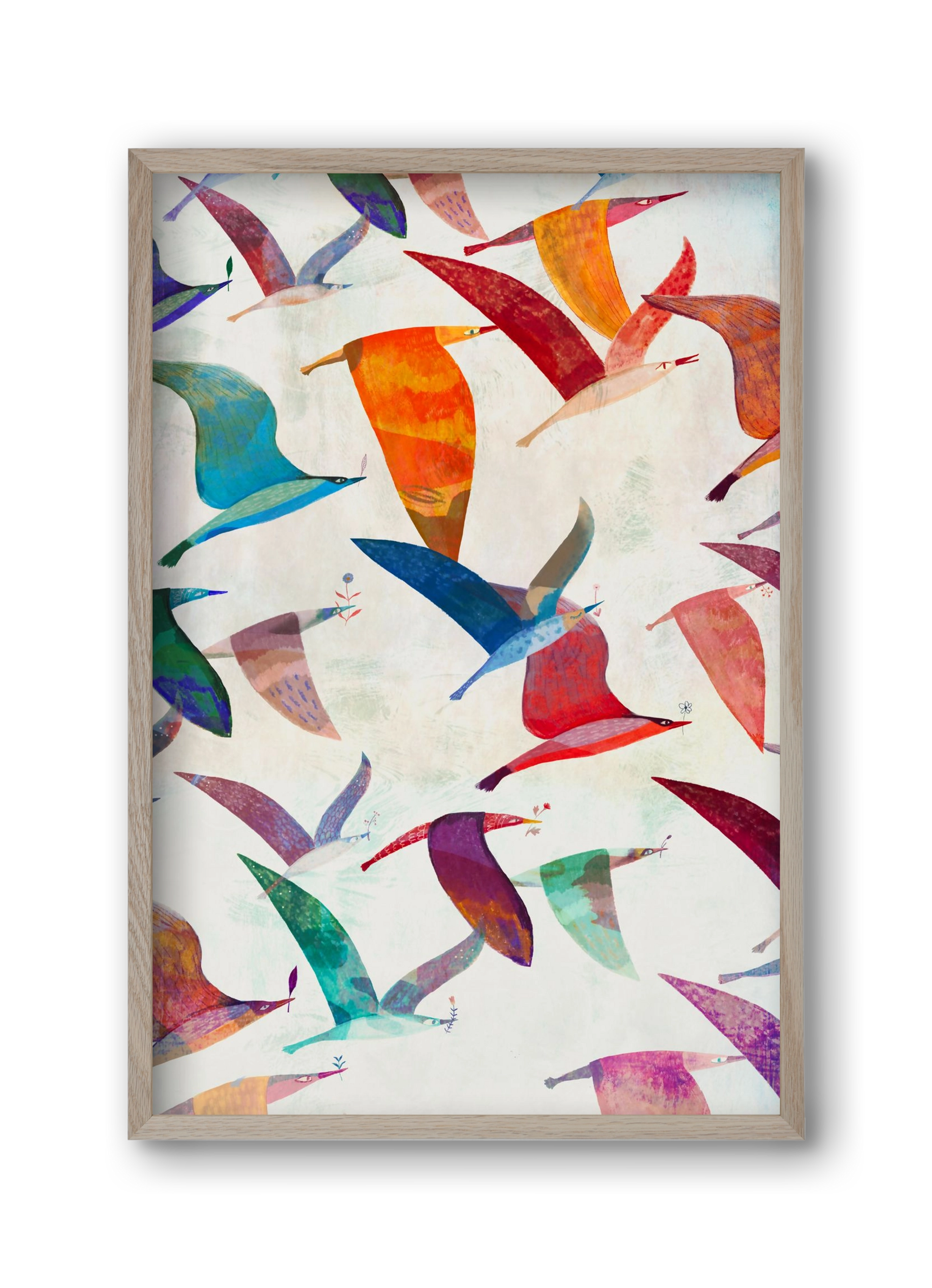 Reménymadarak, 30x45 cm (30x45 cm), Tölgy keret