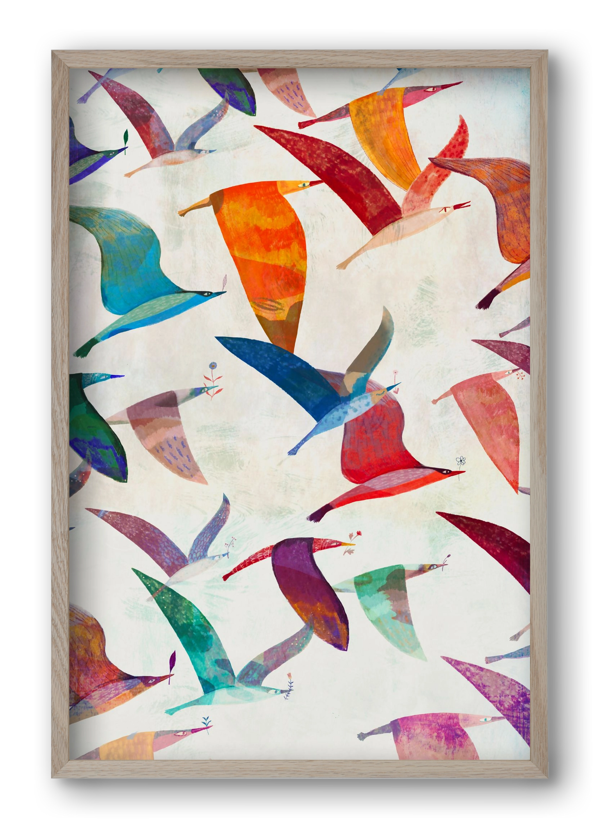 Reménymadarak, 40x60 cm (40x60 cm), Tölgy keret