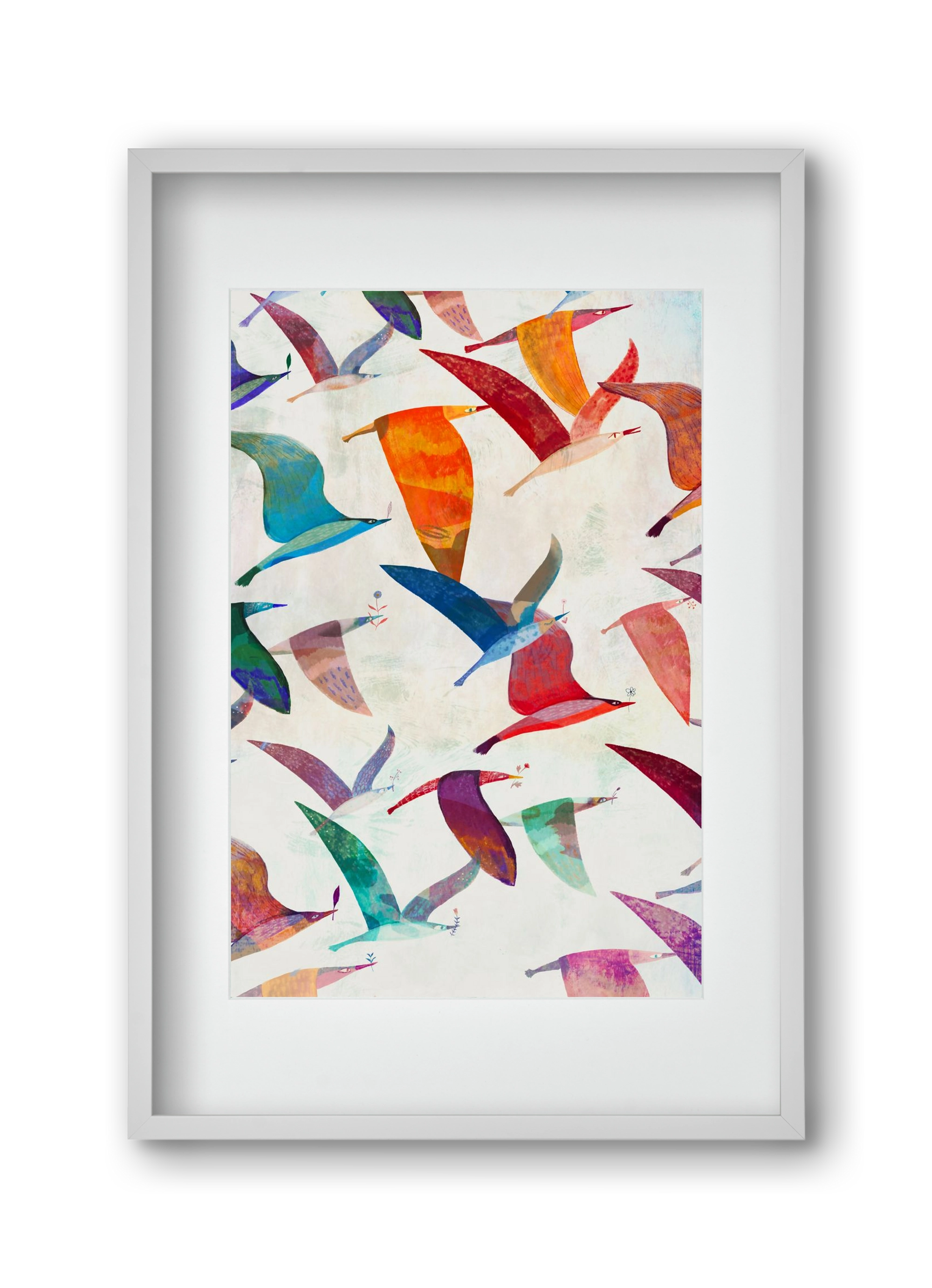 Reménymadarak, 30x45 cm (20x30 cm), Fehér keret, paszpartuval