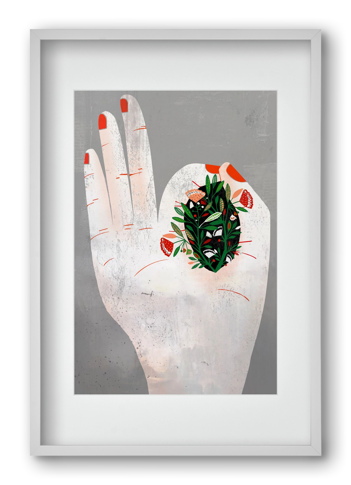 Belső kert, 40x60 cm (30x45 cm), Fehér keret, paszpartuval