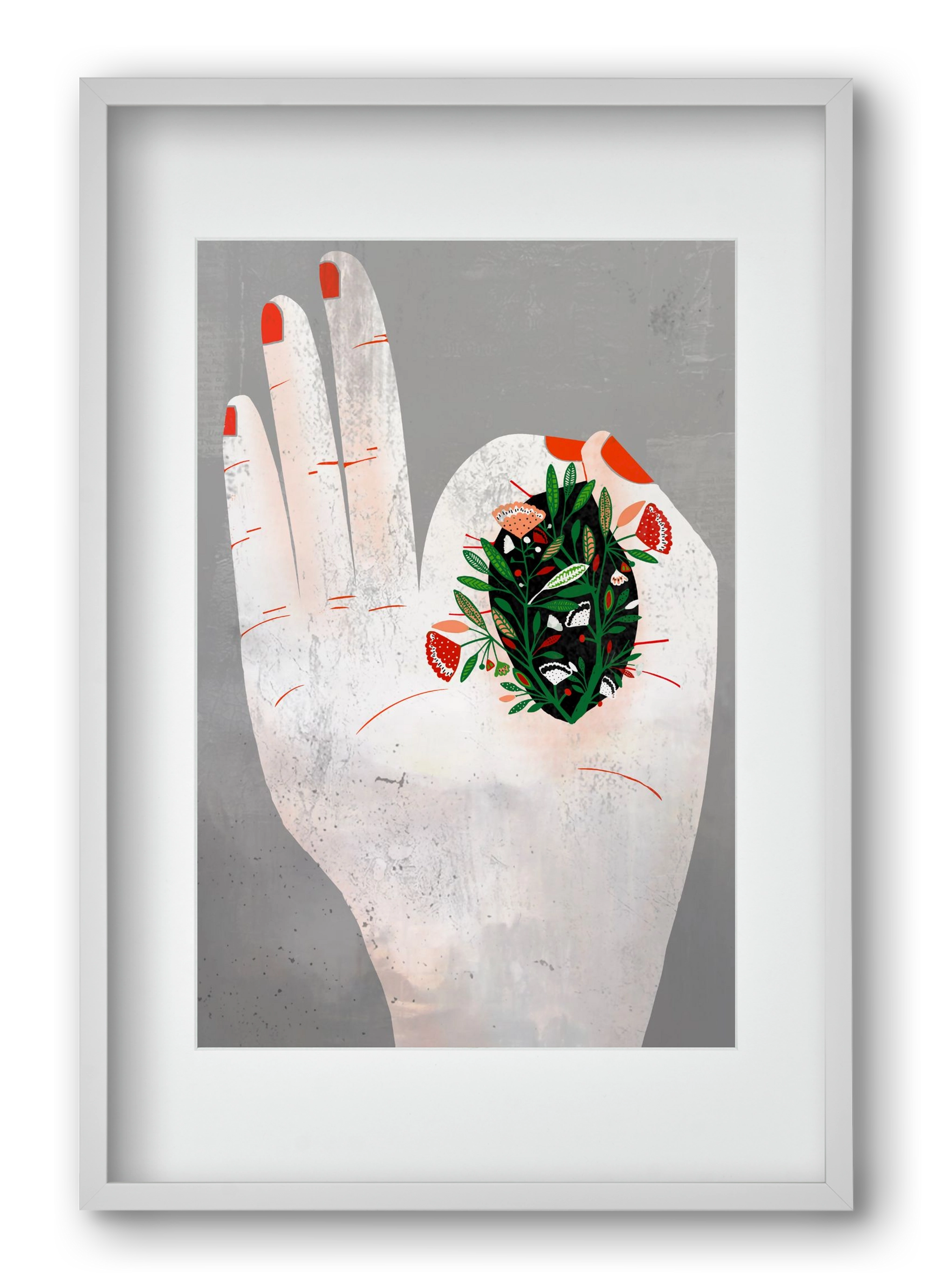 Belső kert, 40x60 cm (30x45 cm), Fehér keret, paszpartuval