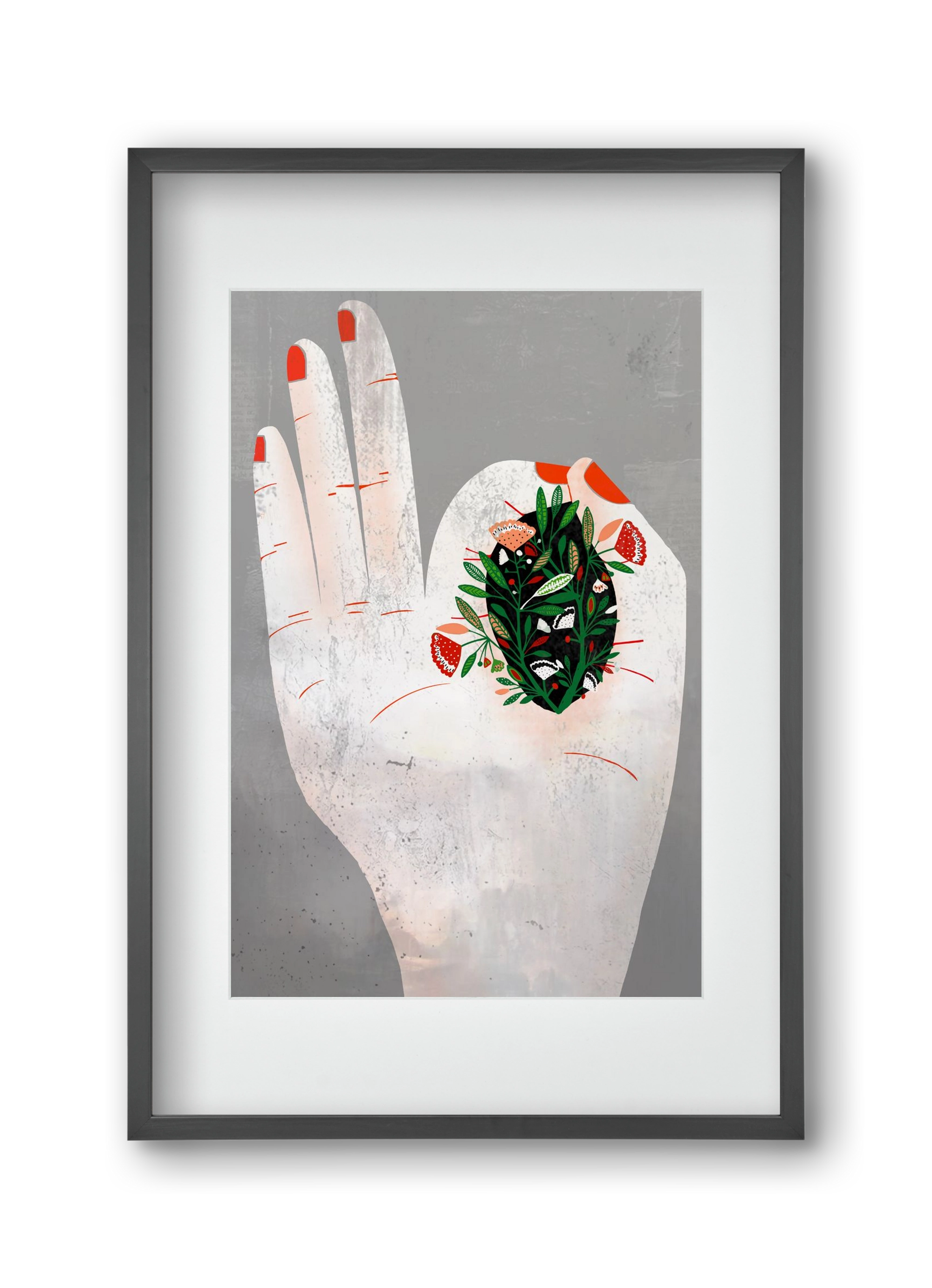 Belső kert, 30x45 cm (20x30 cm), Fekete keret, paszpartuval