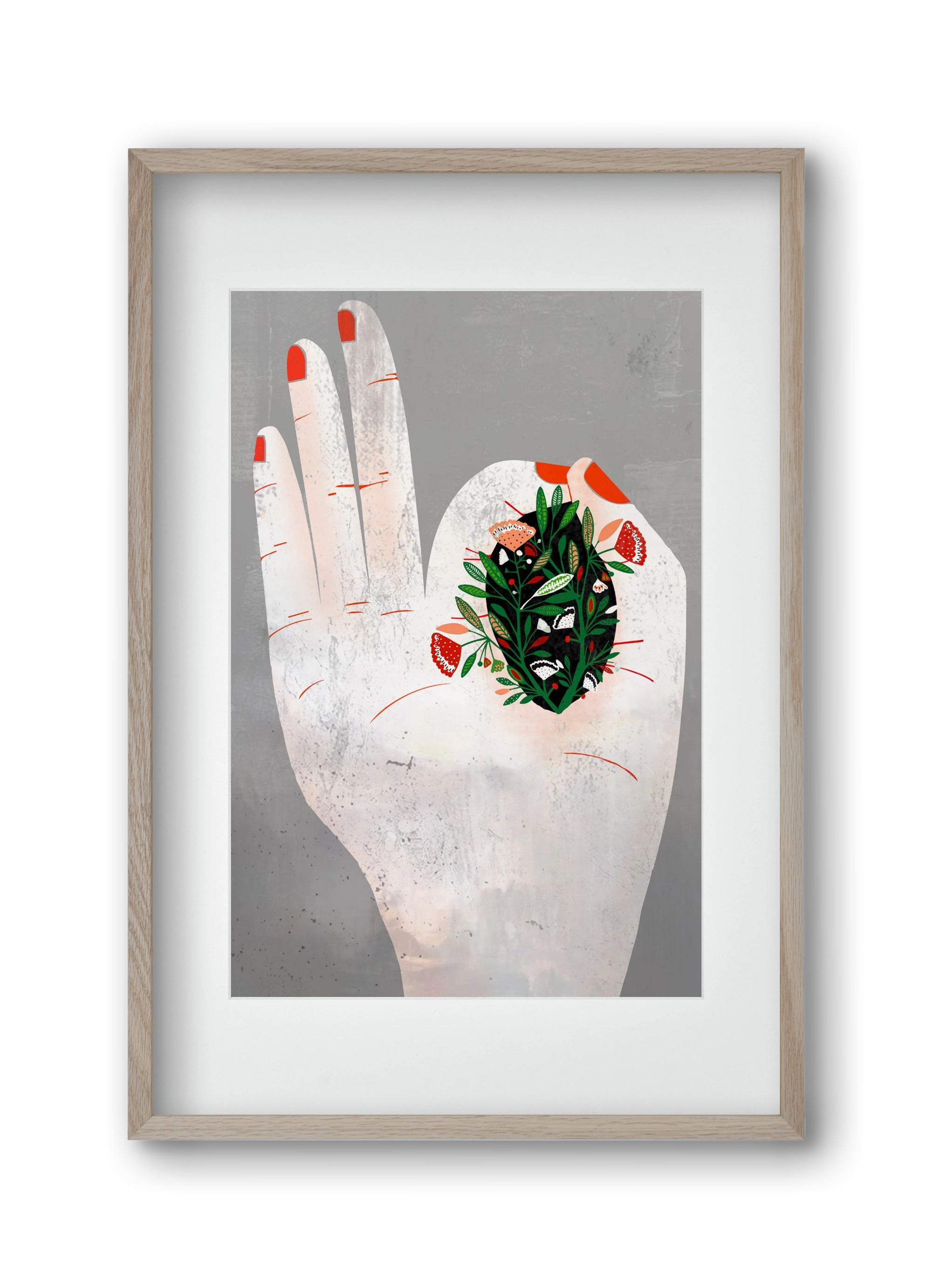 Belső kert, 30x45 cm (20x30 cm), Tölgy keret, paszpartuval