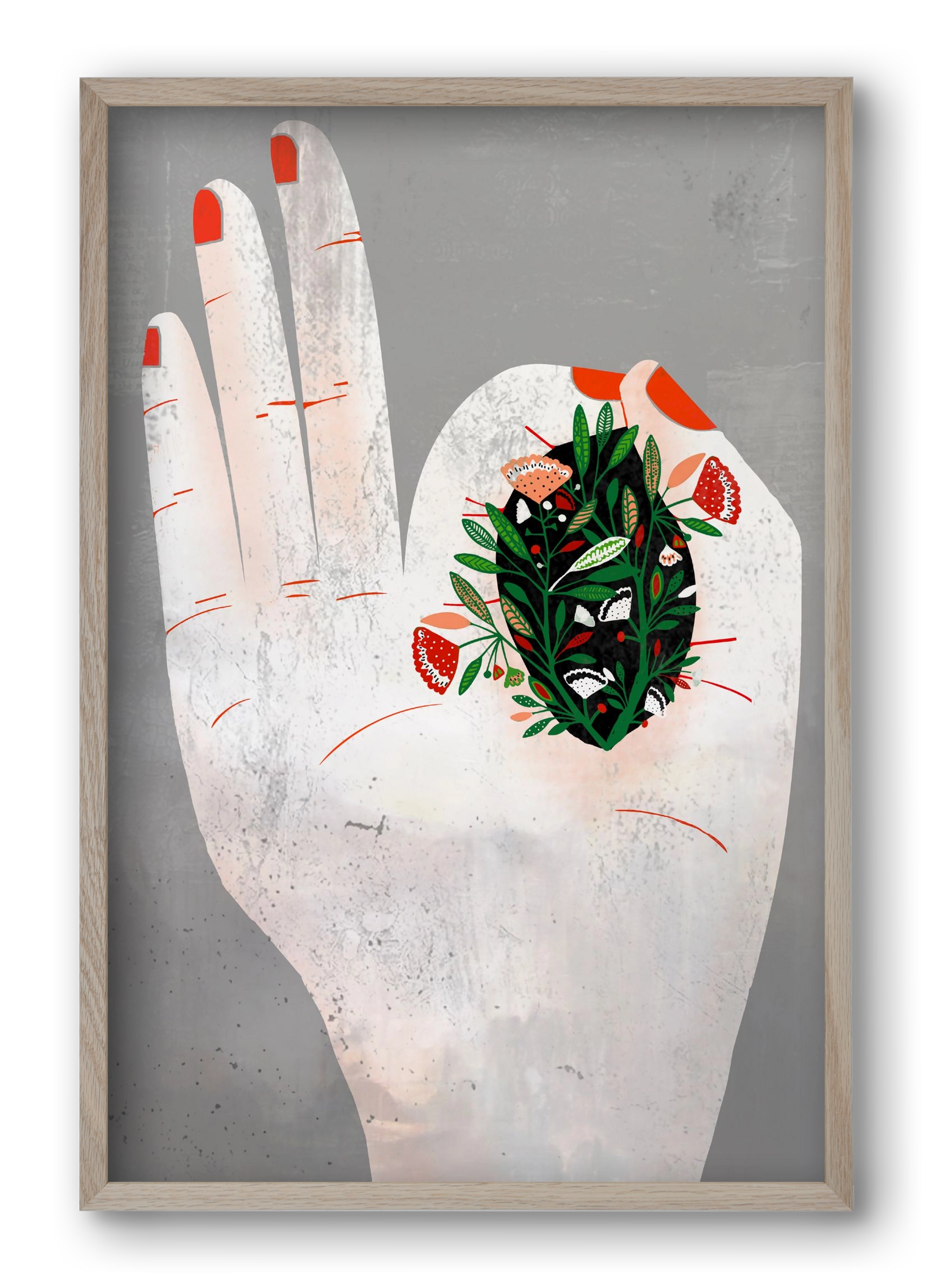 Belső kert, 40x60 cm (40x60 cm), Tölgy keret