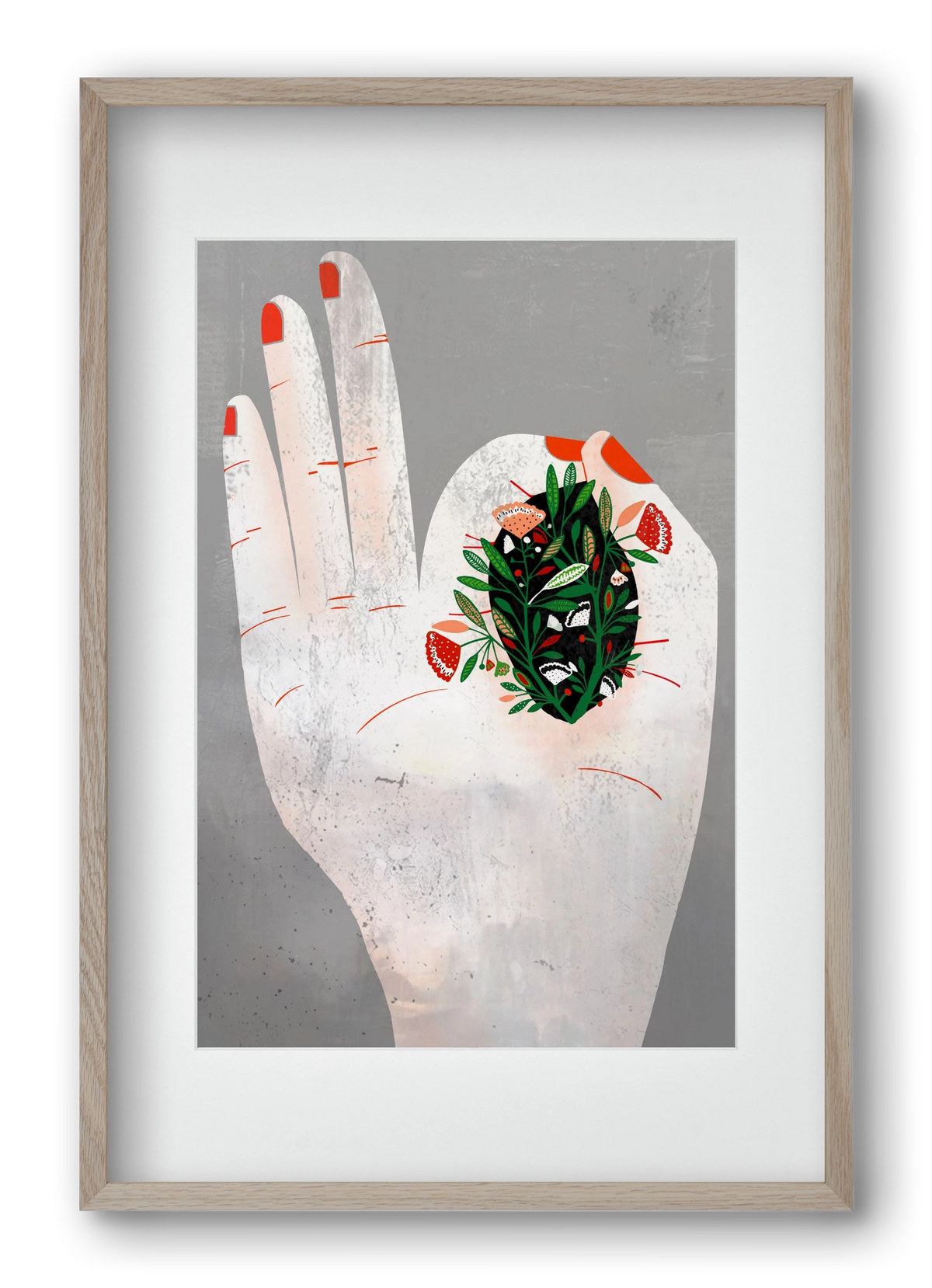 Belső kert, 40x60 cm (30x45 cm), Tölgy keret, paszpartuval