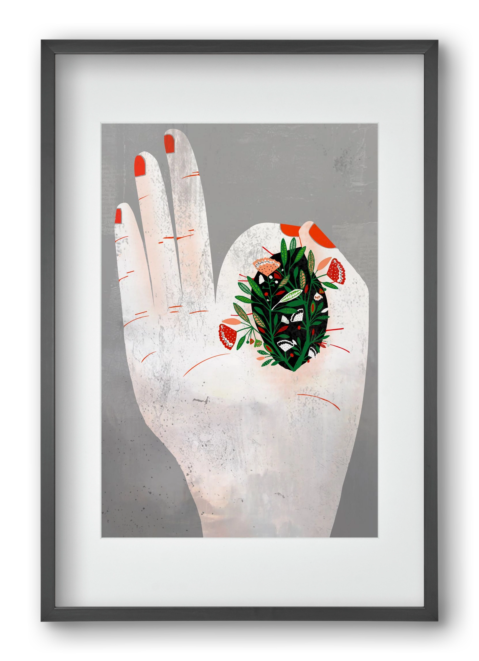 Belső kert, 40x60 cm (30x45 cm), Fekete keret, paszpartuval