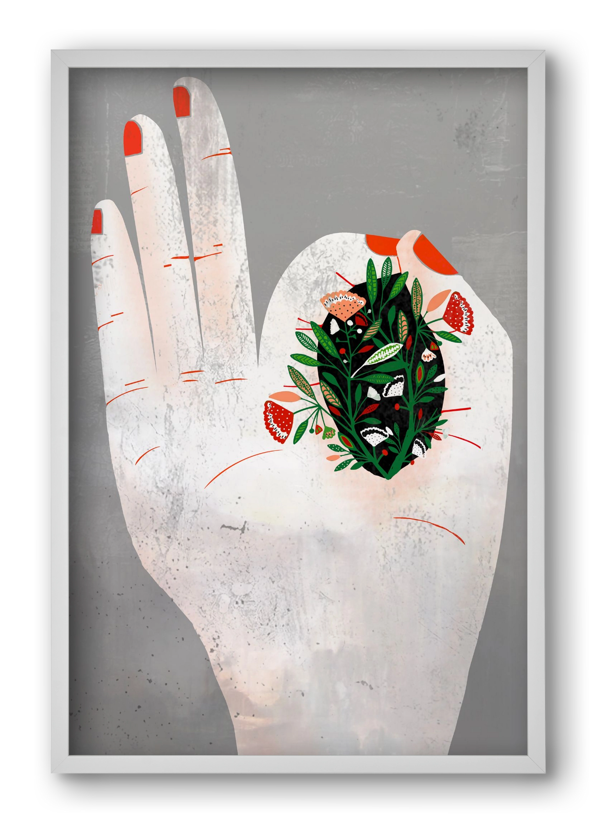 Belső kert, 40x60 cm (40x60 cm), Fehér keret