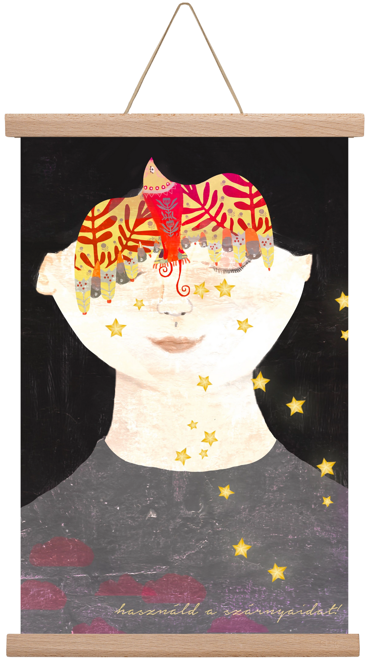 Használd a szárnyaidat!, 30x45 cm (30x45 cm), Tölgy akasztó