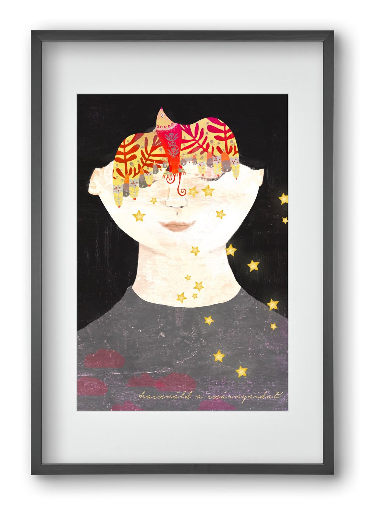 Használd a szárnyaidat!, 40x60 cm (30x45 cm), Fekete keret, paszpartuval