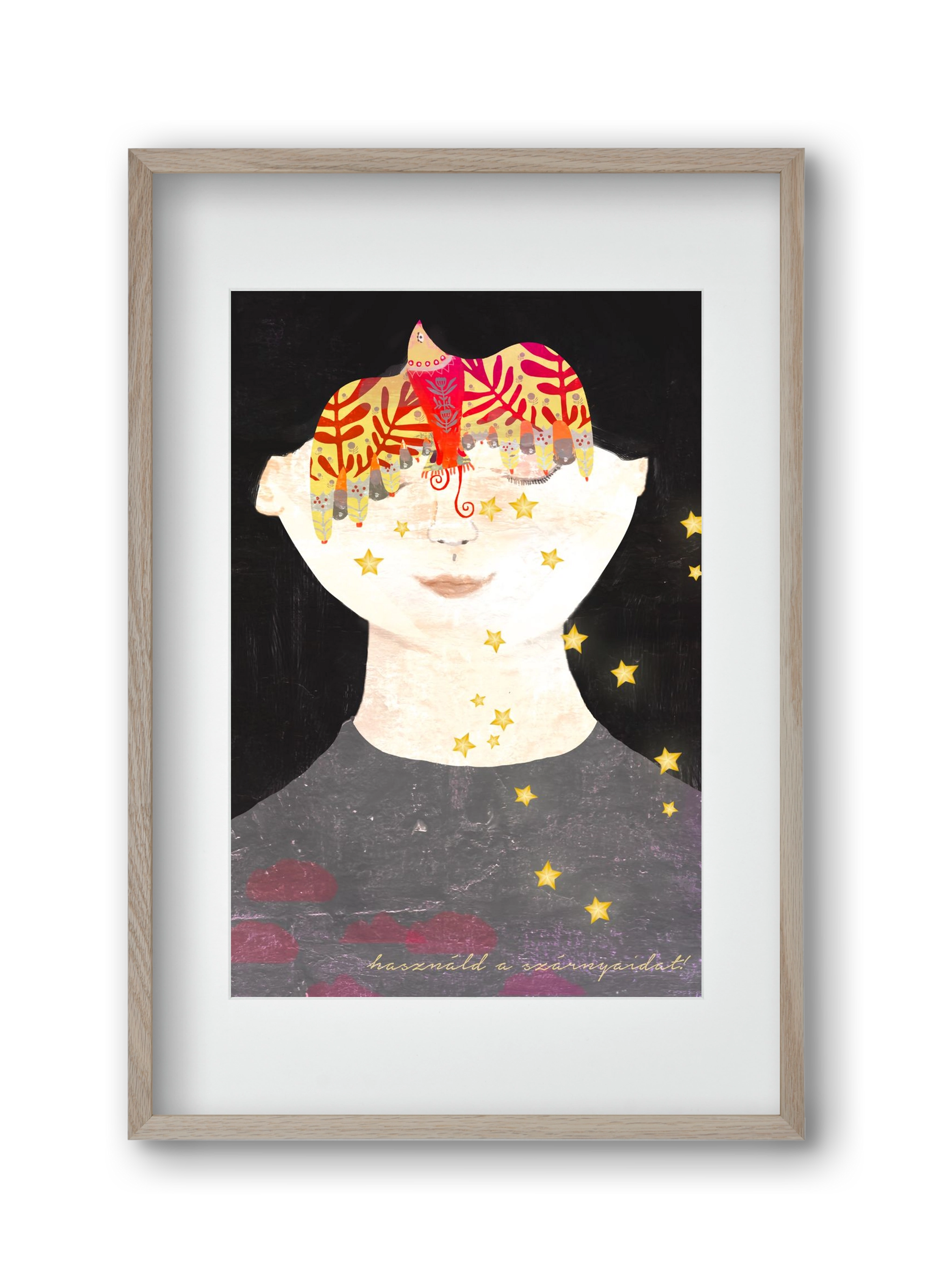 Használd a szárnyaidat!, 30x45 cm (20x30 cm), Tölgy keret, paszpartuval