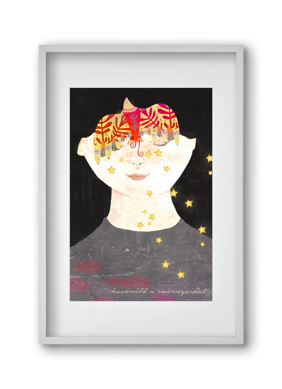 Használd a szárnyaidat!, 30x45 cm (20x30 cm), Fehér keret, paszpartuval