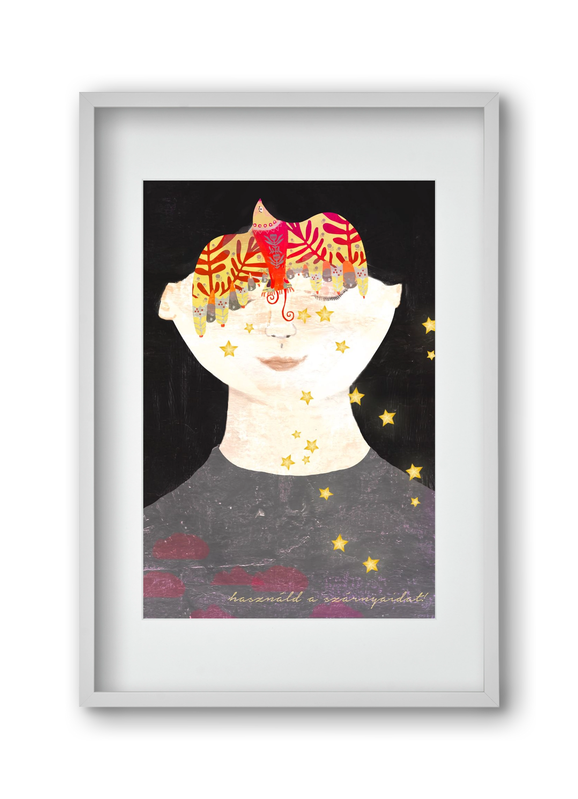 Használd a szárnyaidat!, 30x45 cm (20x30 cm), Fehér keret, paszpartuval