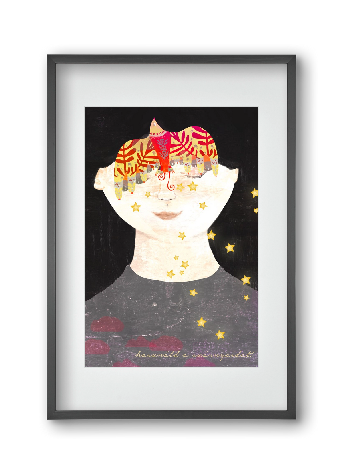 Használd a szárnyaidat!, 30x45 cm (20x30 cm), Fekete keret, paszpartuval