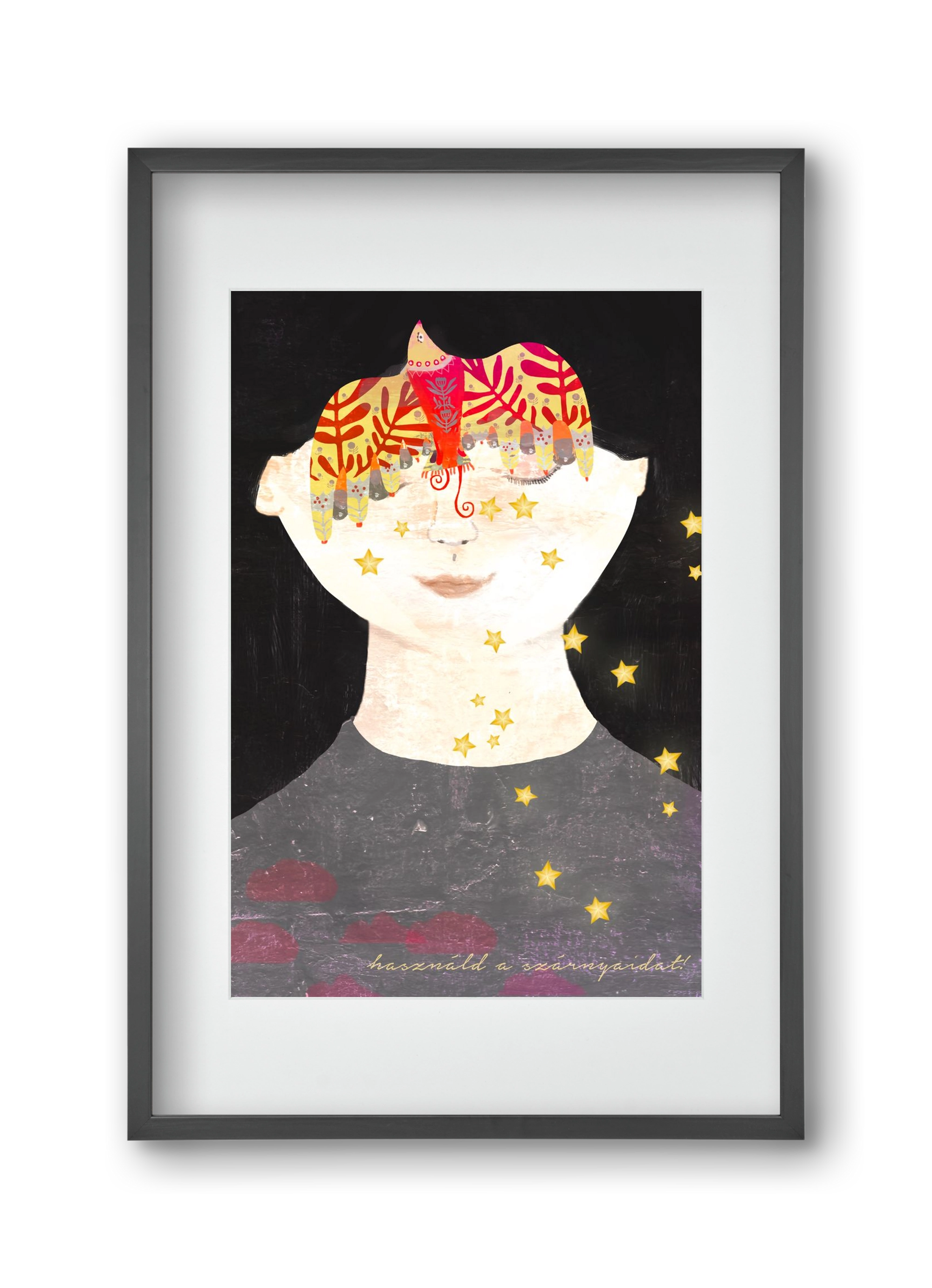 Használd a szárnyaidat!, 30x45 cm (20x30 cm), Fekete keret, paszpartuval